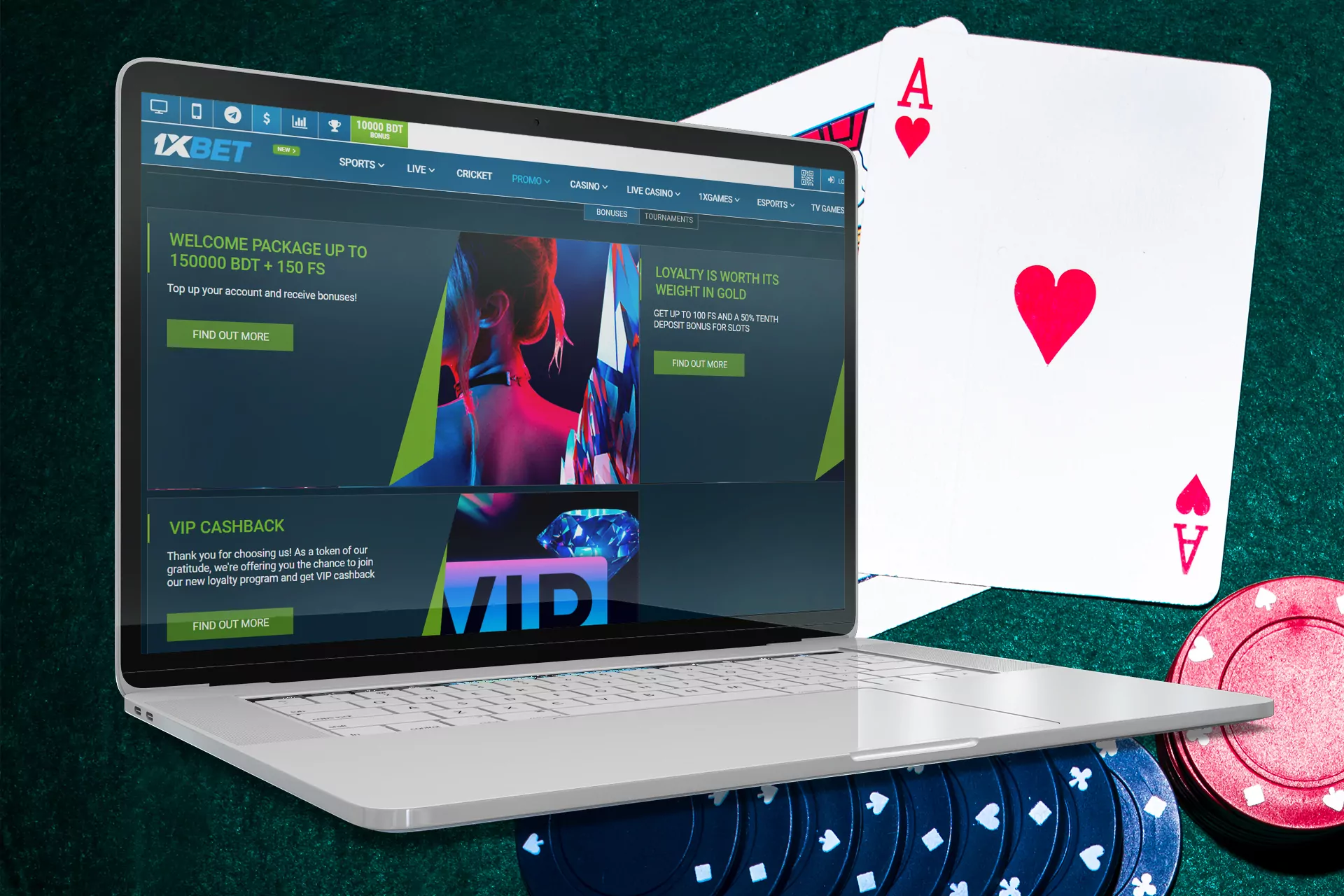 In every online casino you can get the first deposit bonus on casino games.