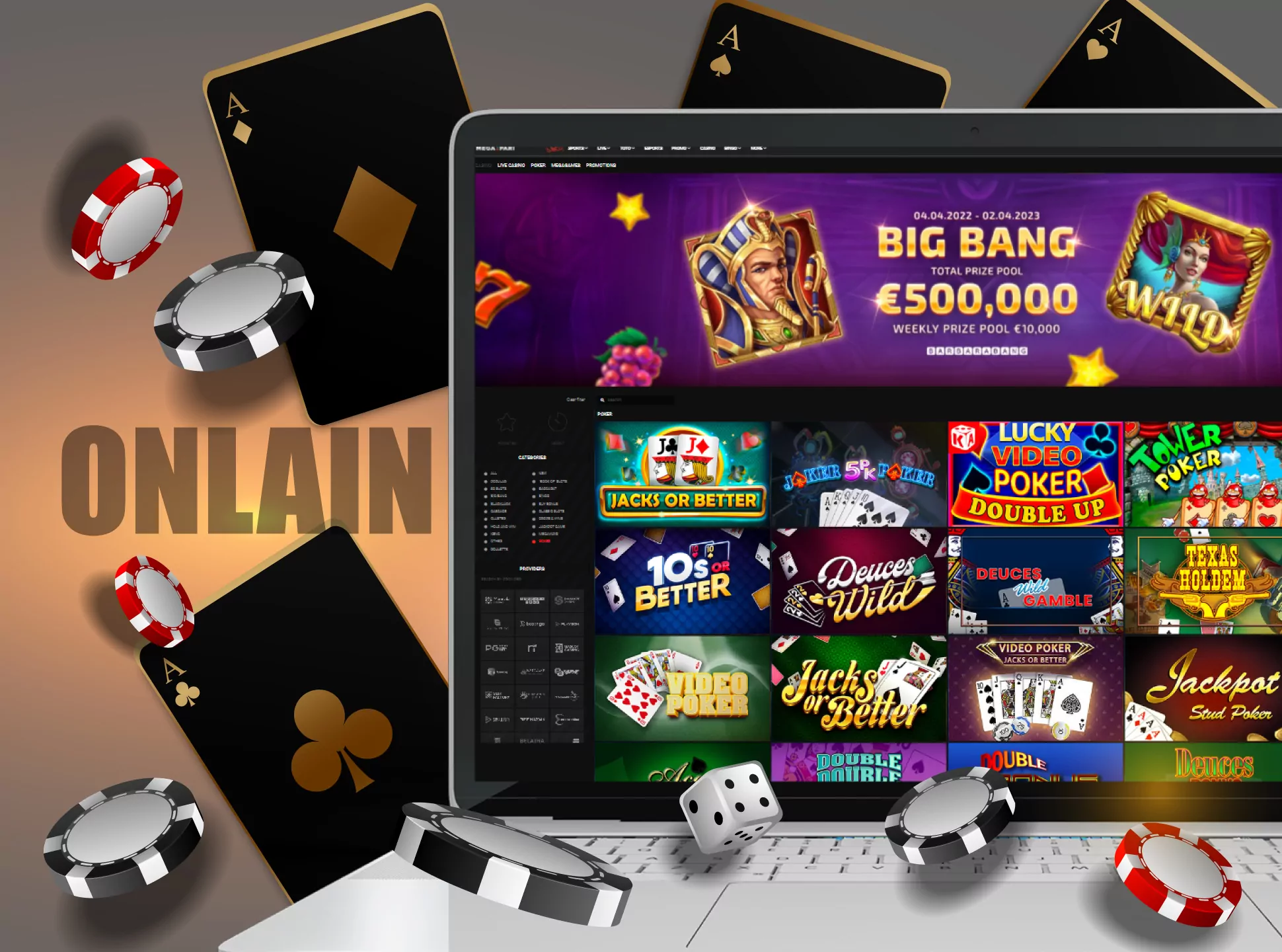 Play online poker in the casino app.