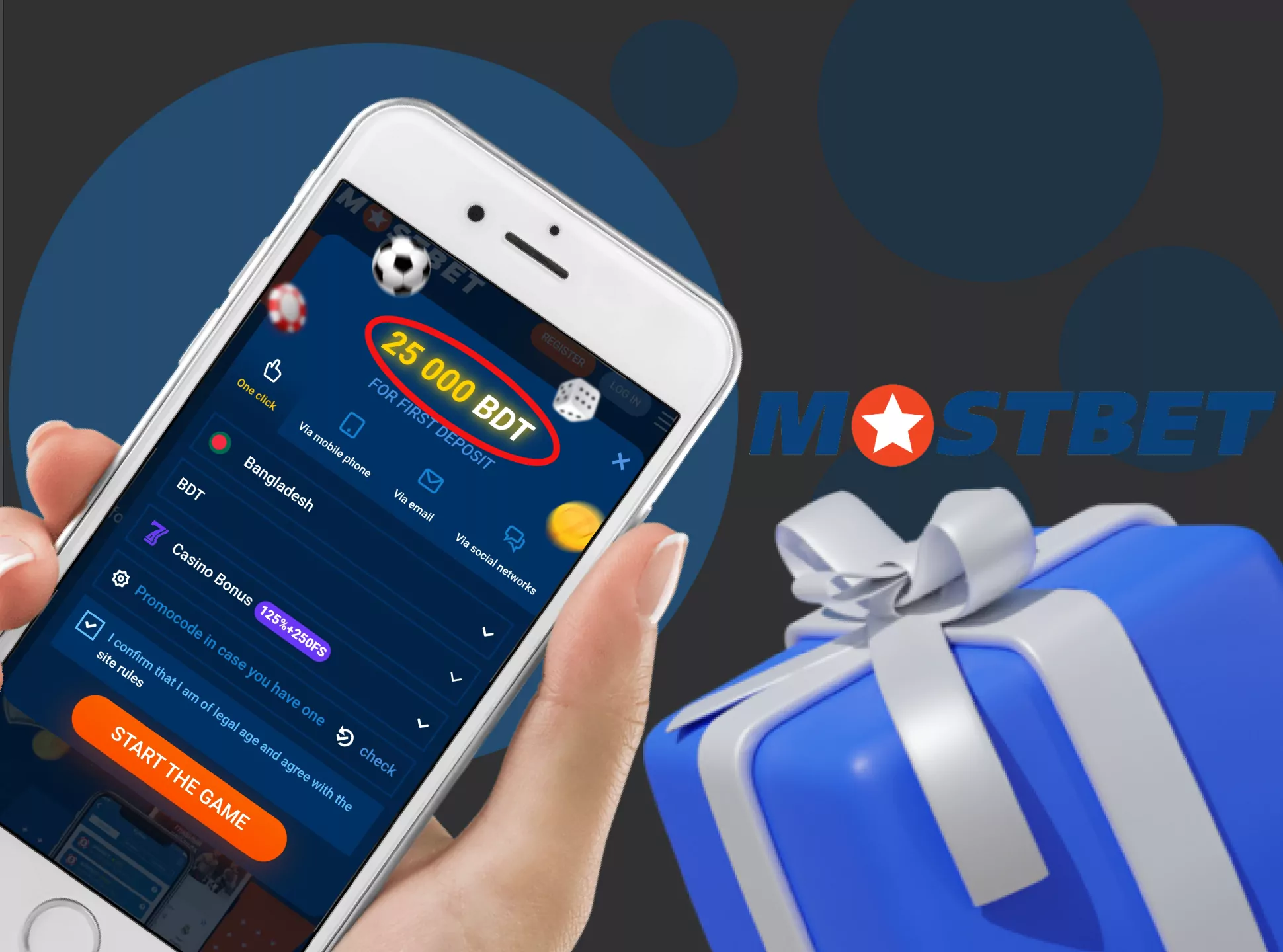 Register and make the first depost at Mostbet and get a bonus of up to 25,000 BDT.