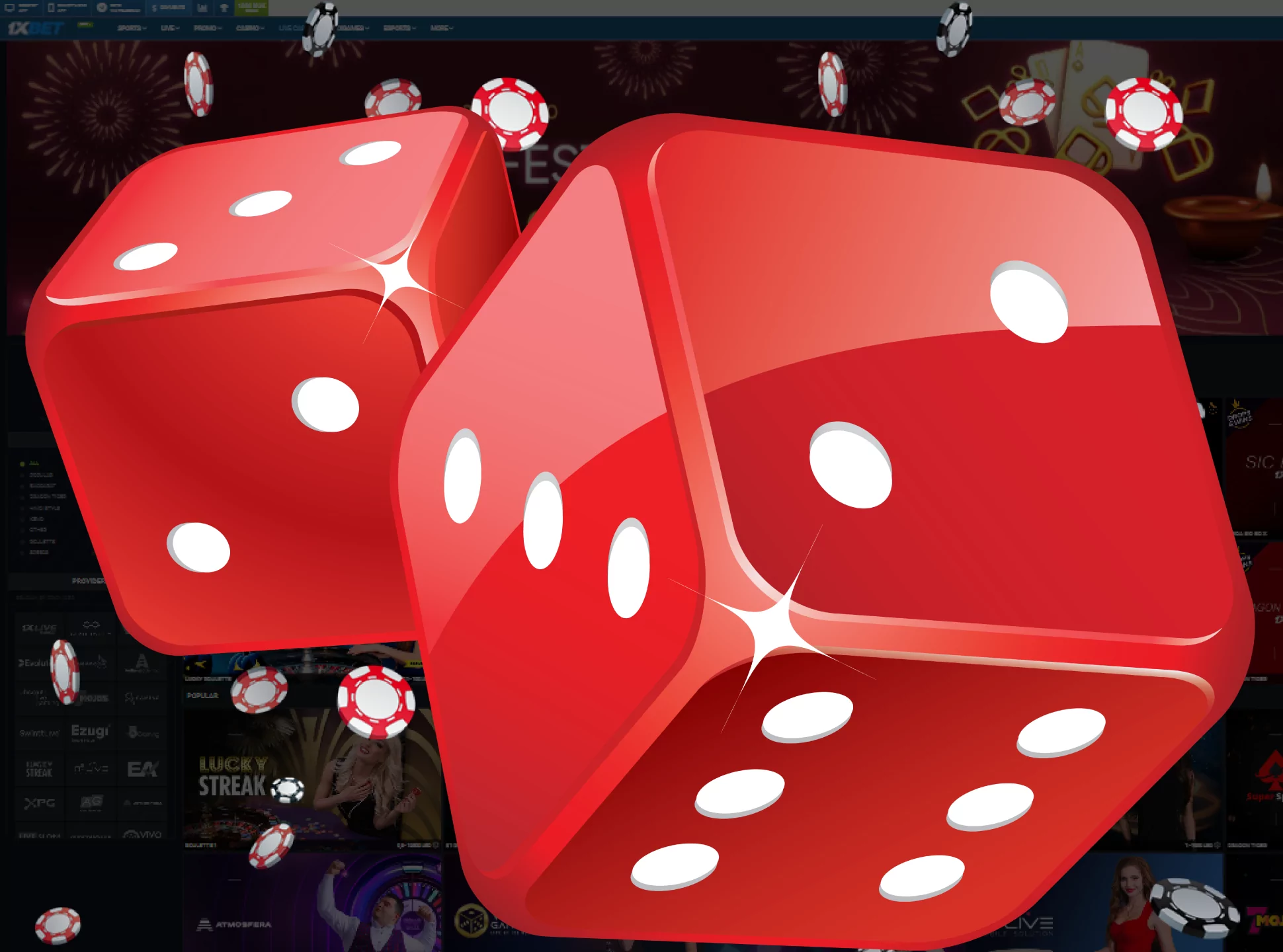 Roll the dices and win the live sic bo games.