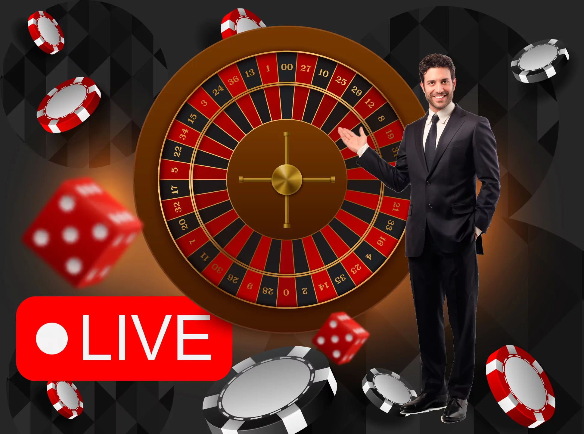Play roulette in the live section of online casino.
