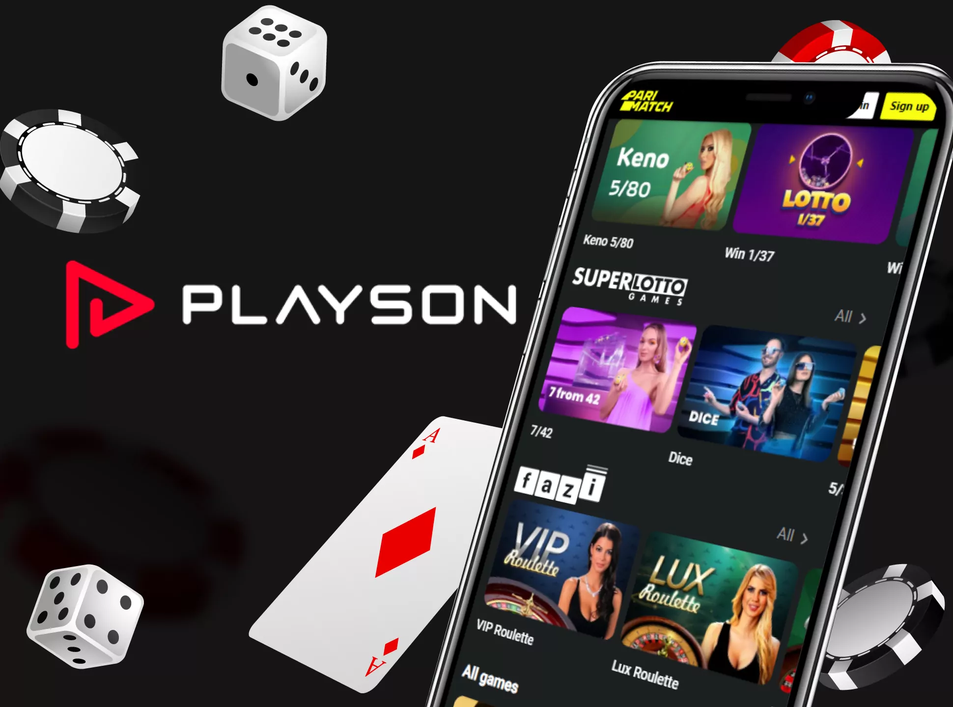 Playson provides many different casino games to Parimatch.