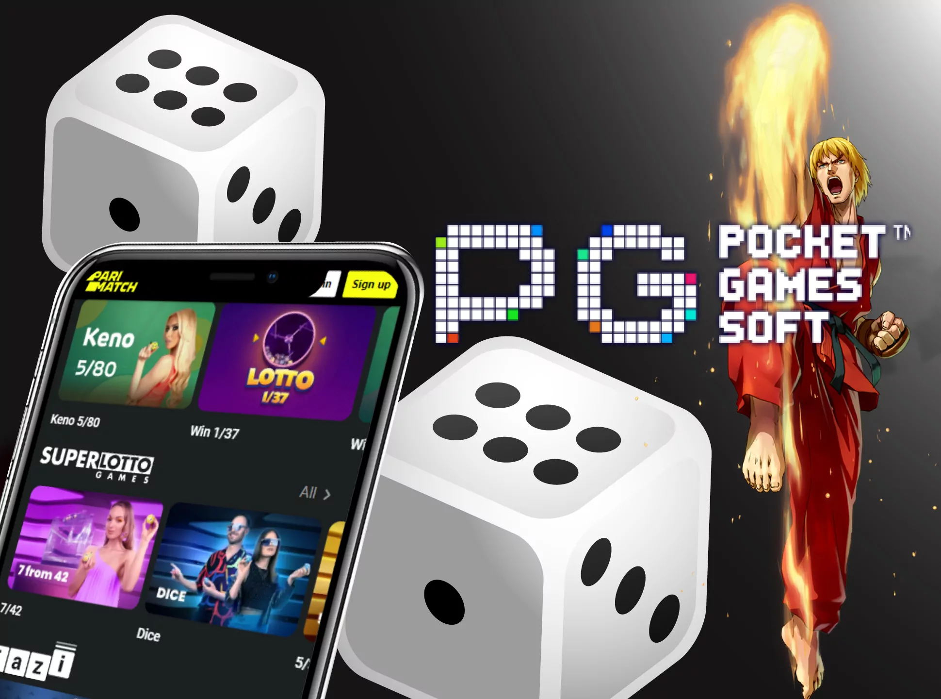 Play the Pocket Soft games in the Parimatch casino app.