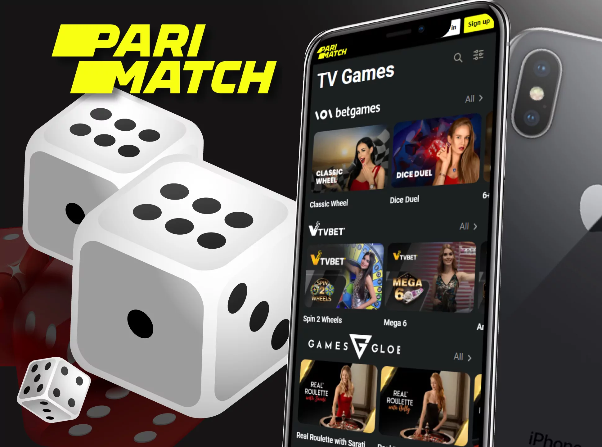 There are also TV games in the Parimatch app.