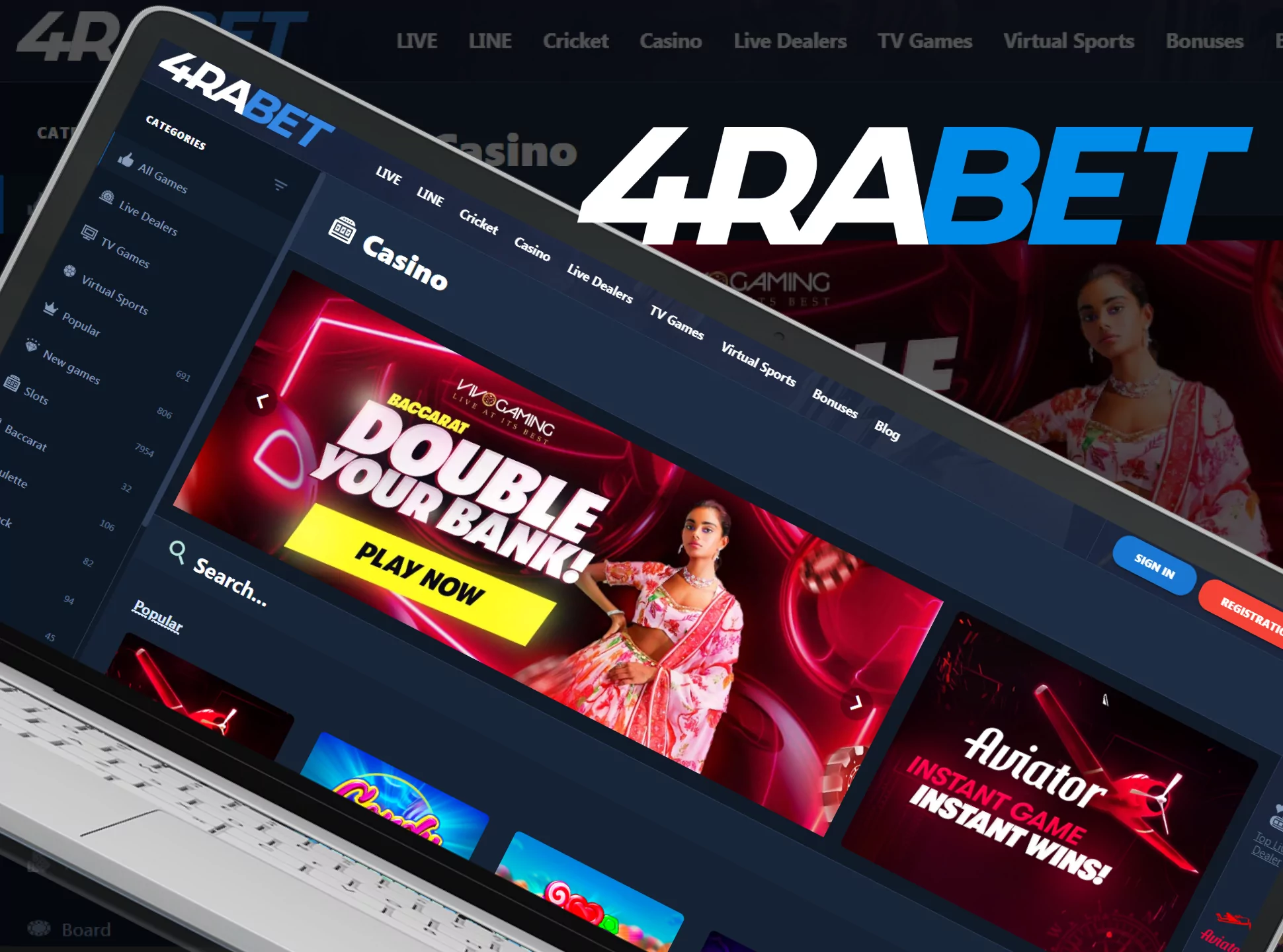 Get a bonus of up to 25,000 BDT and play live casino games at 4rabet.