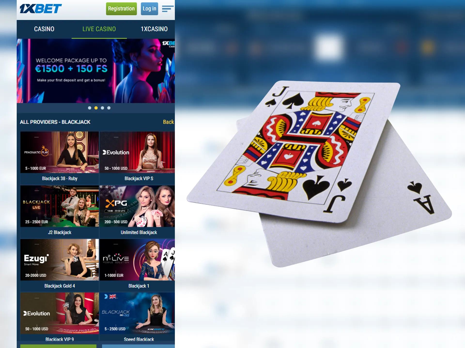 Search for blackjack tables with live dealers.