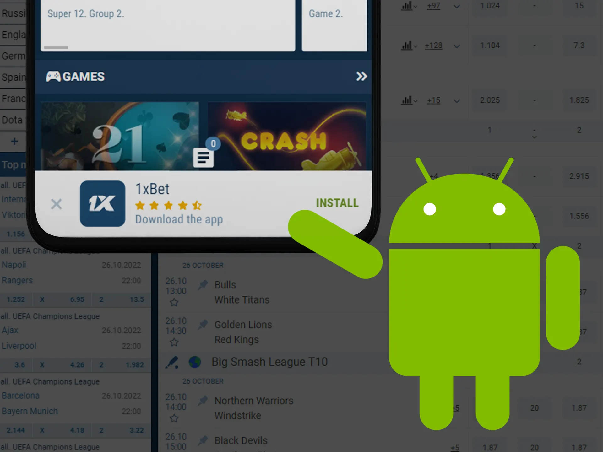 Install betting company app using guide at main pages.