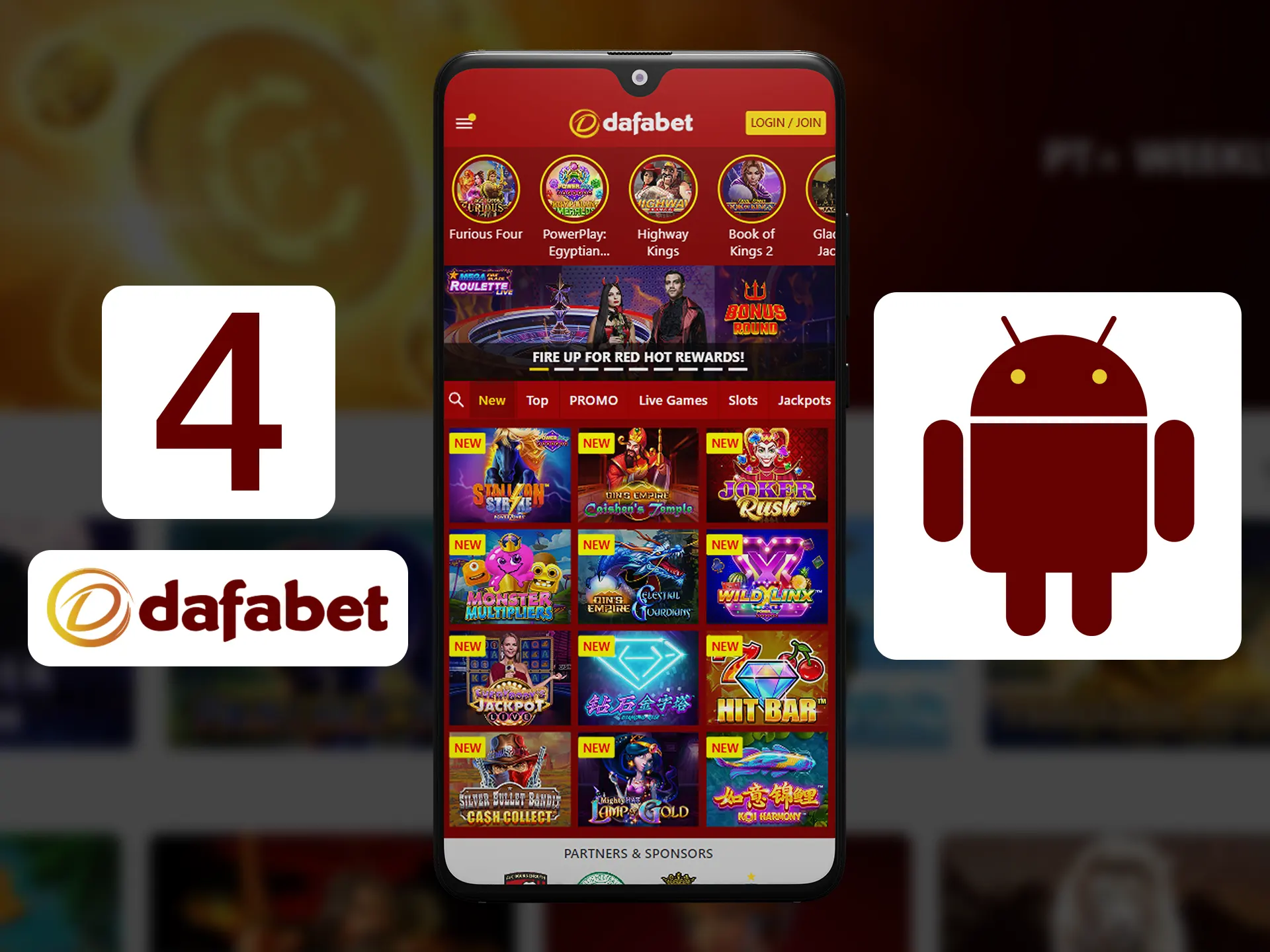 Start playing casino games using app.