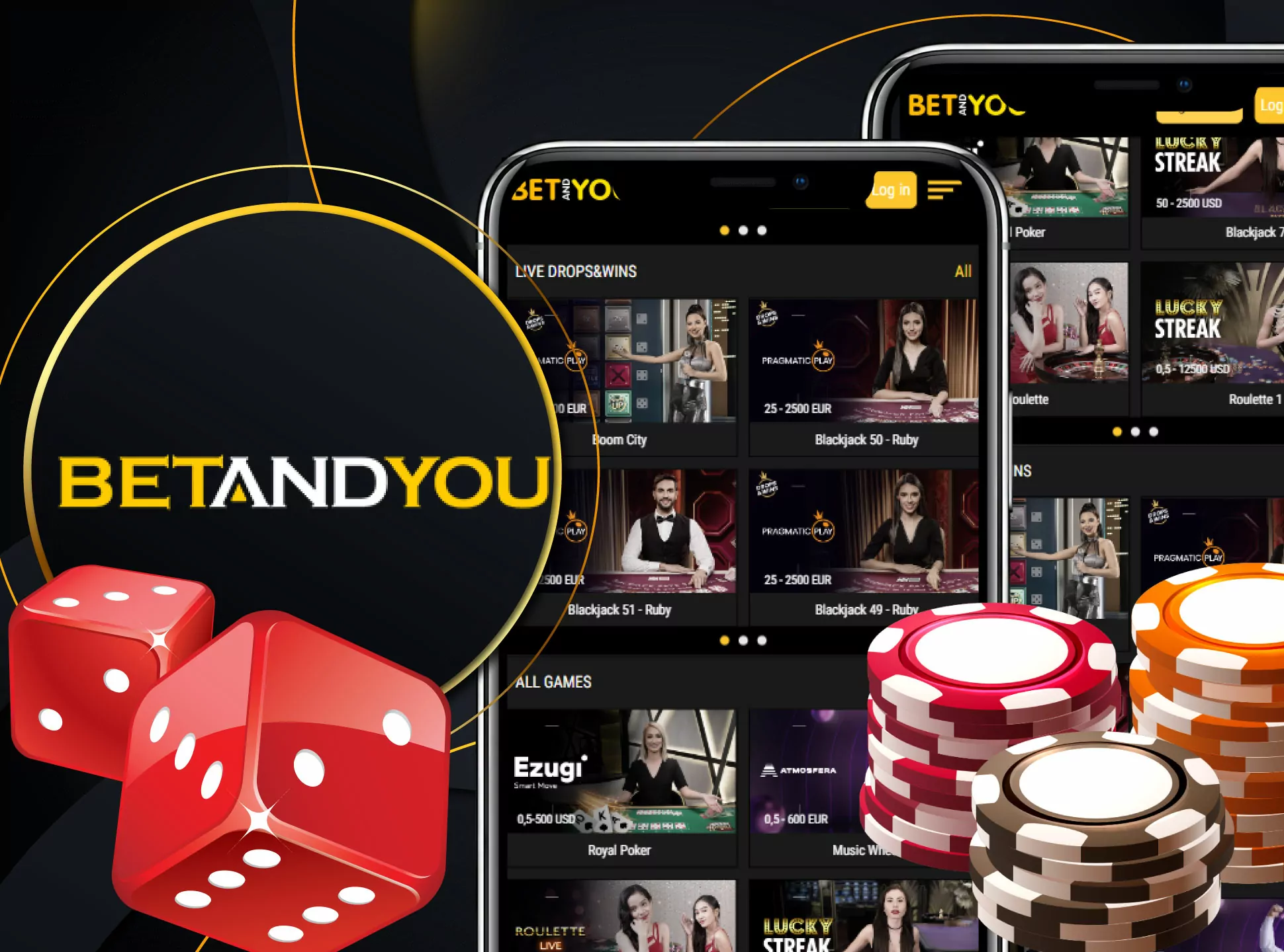 Play with real people in live casino.