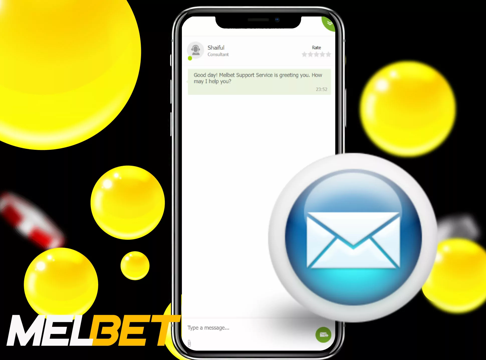 Solve problems online with Melbet live chat.