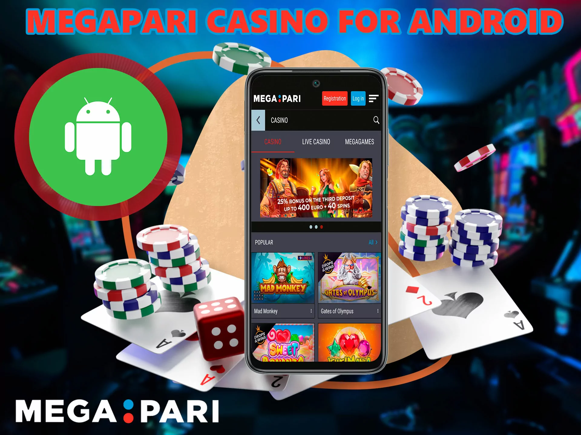 Unfortunately, the process of obtaining an application for gambling in a casino is not so simple, you need to download the apk file from the official site and start the installation.
