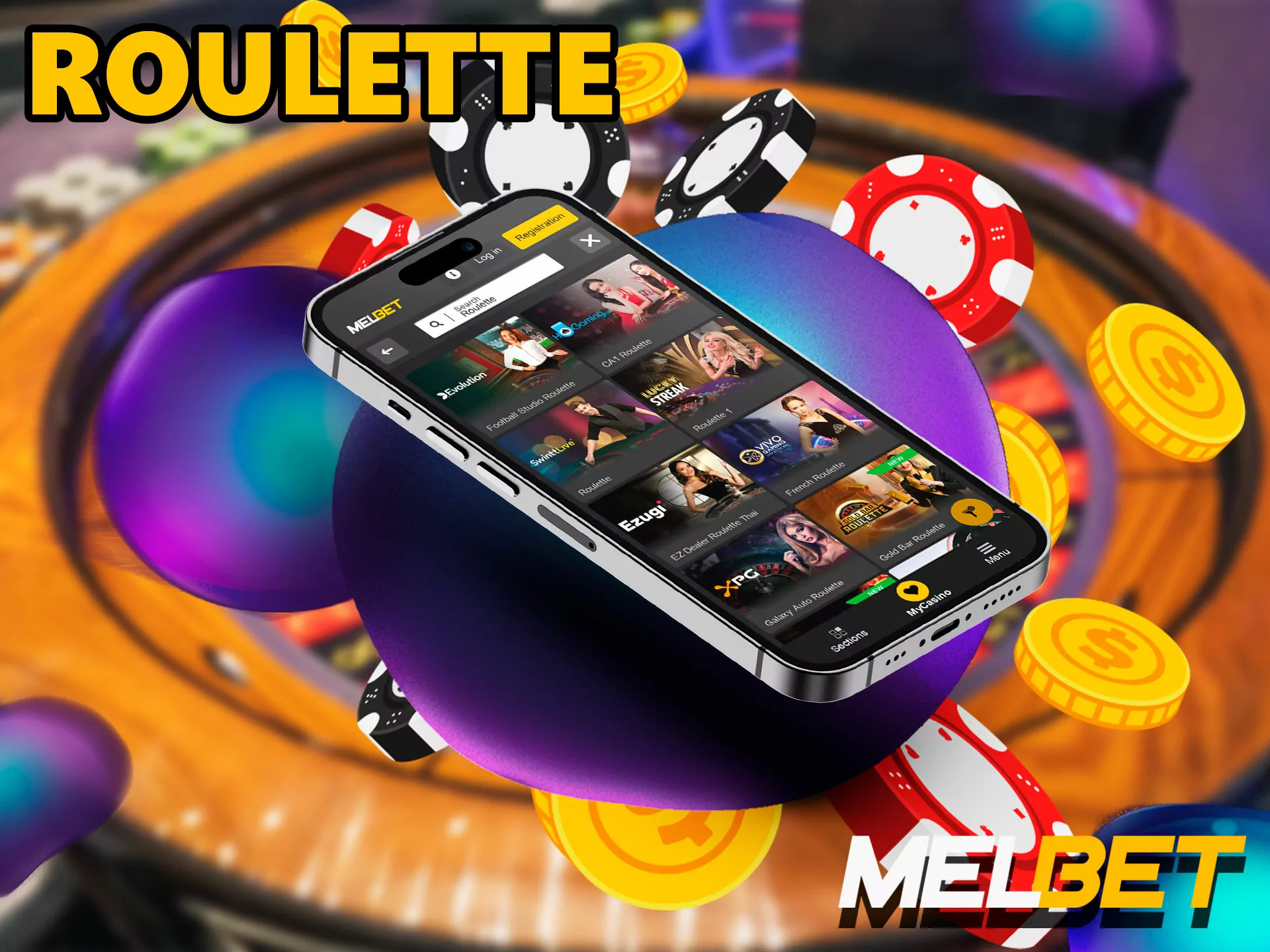 Melbet casino live roulette implies that the gambler bets on the sectors of the wheel, in the future, if the ball stops in front of the guessed sector, the player receives a payout.