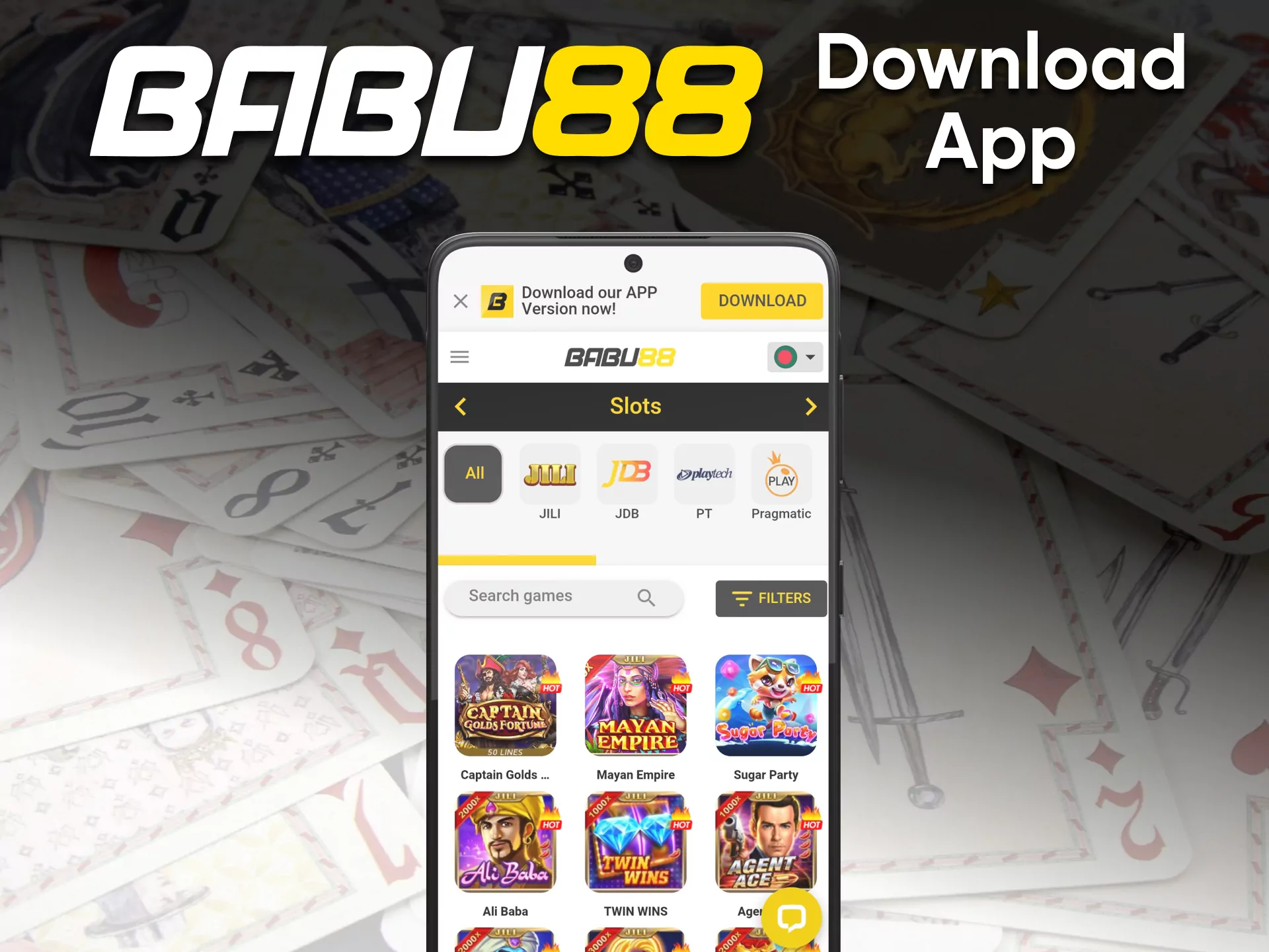 For games at the Babu88 casino, you can use the application.