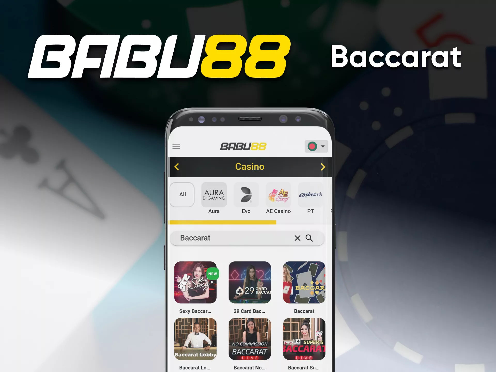Play Baccarat through the Babu88 app.