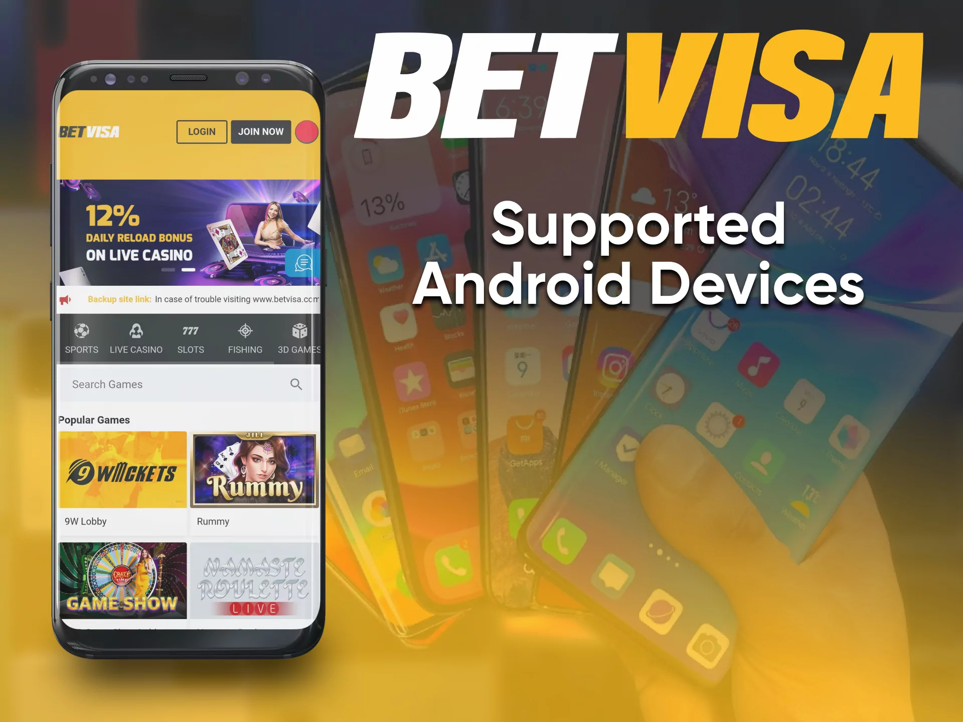 Play at BetVisa Casino on your device.