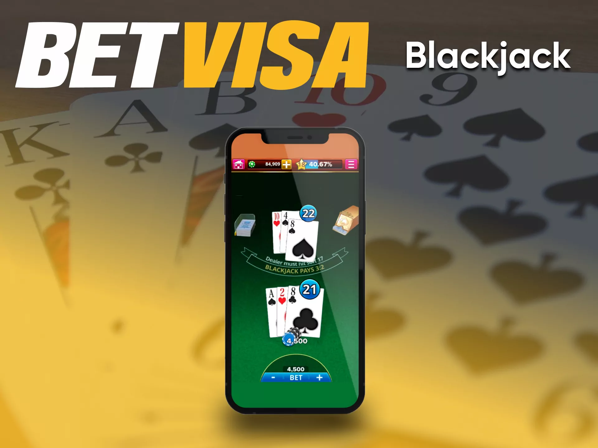 For playing blackjack games from BetVisa, go to the Casino section.