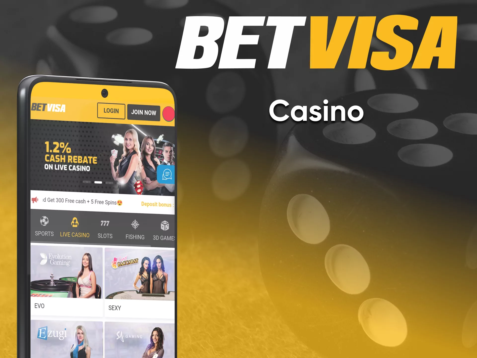 For Casino games from BetVisa, go to the desired section.
