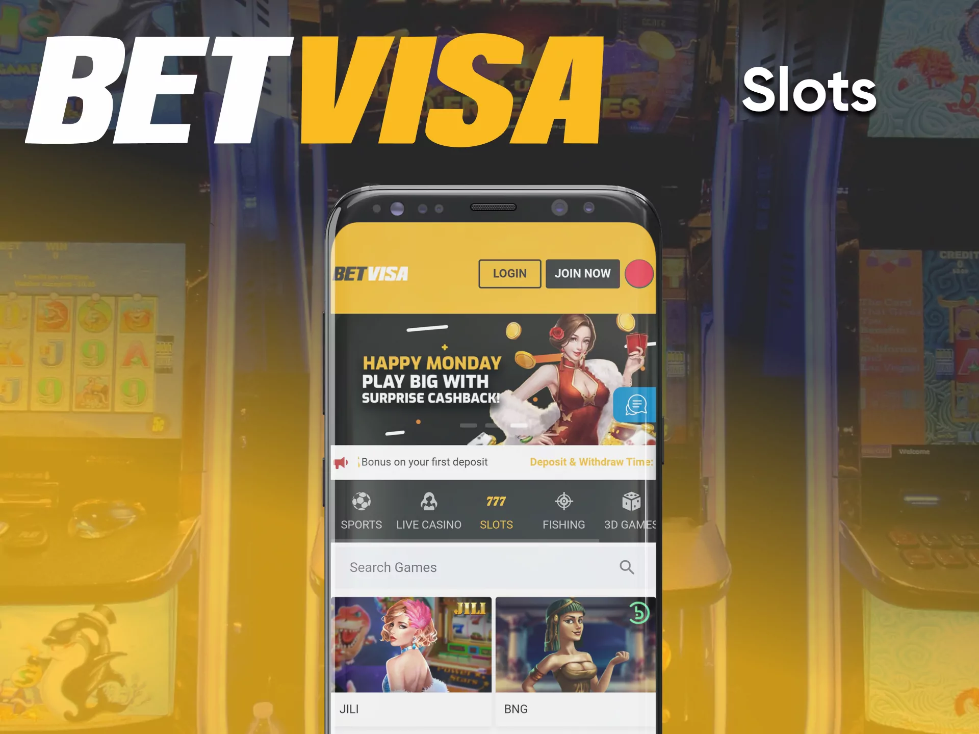 You can play slots games on BetVisa anytime.
