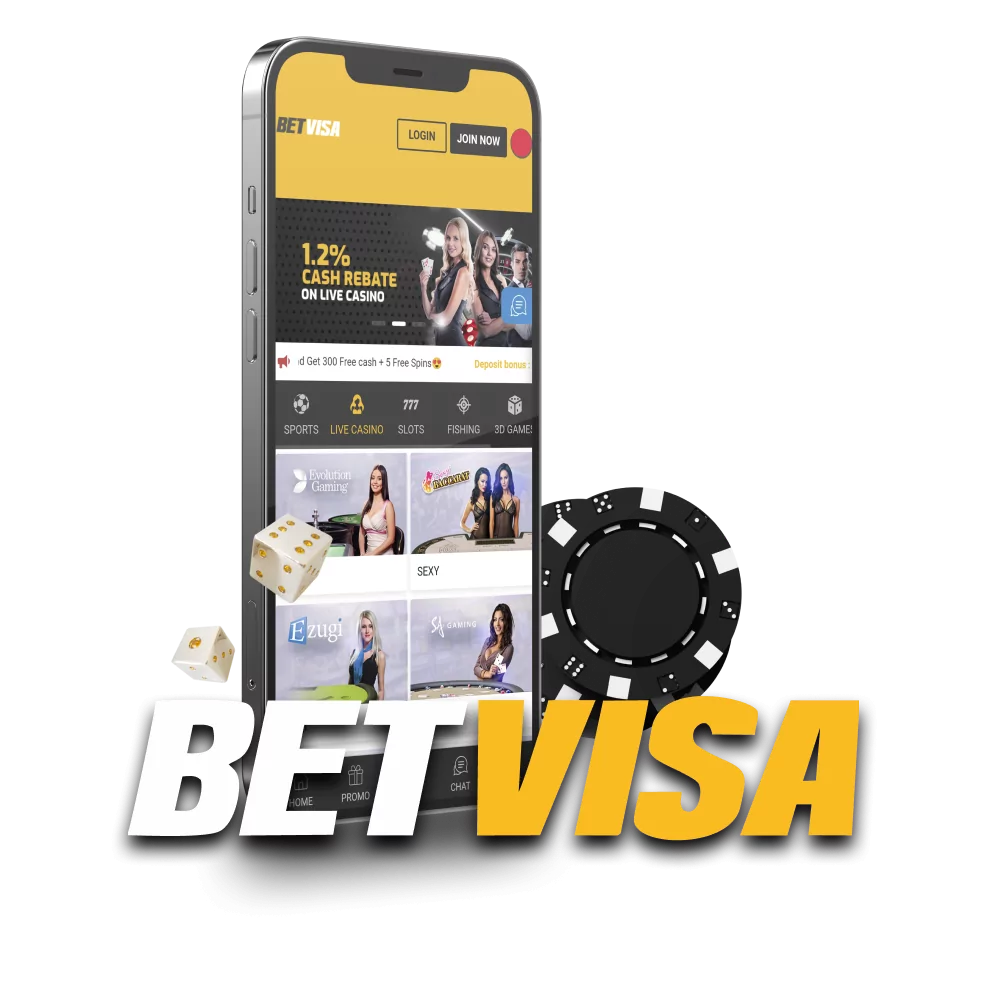 Install the application from BetVisa for casino games.