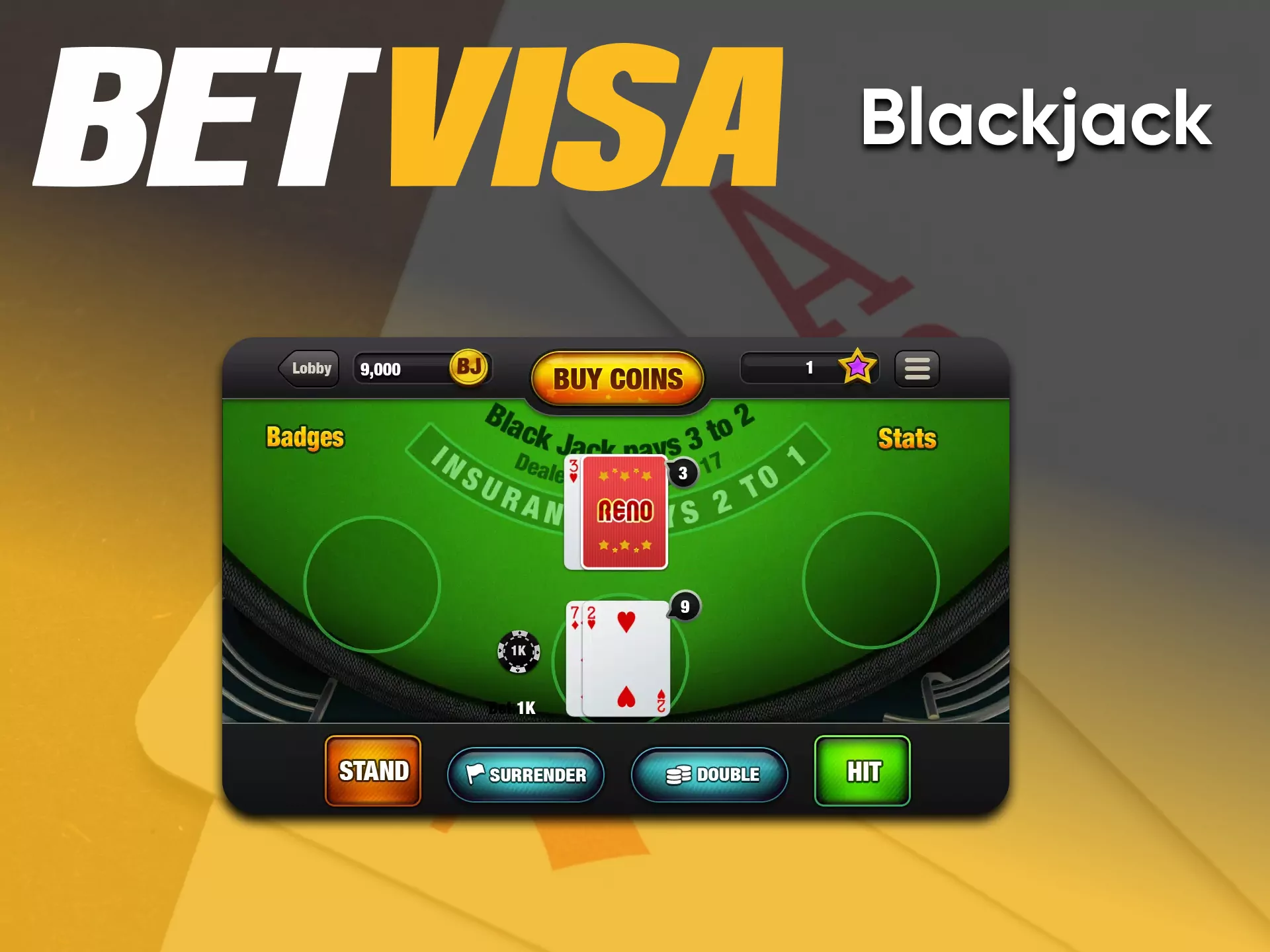 Go to the right section to play BlackJack by BetVisa.