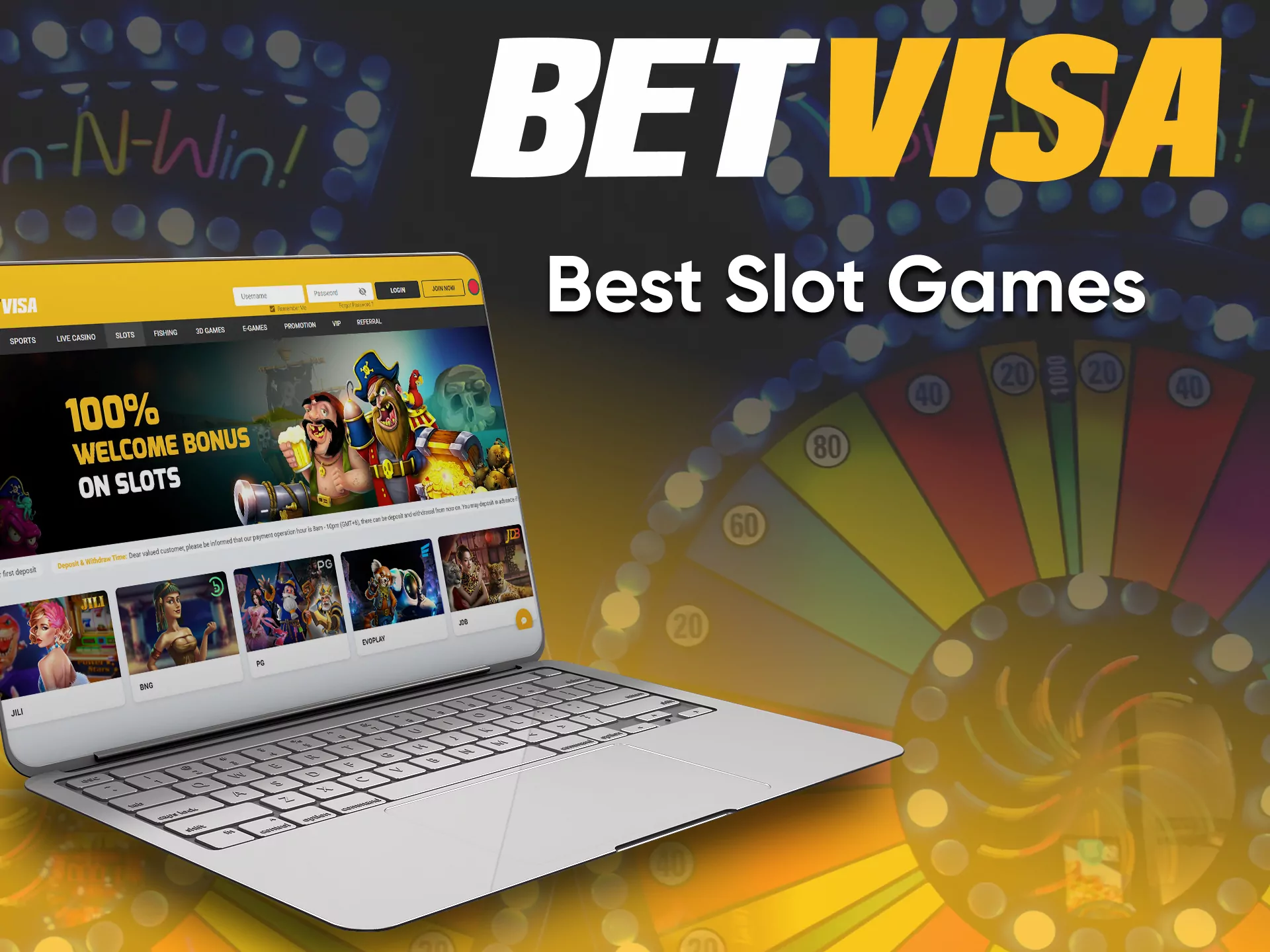 You can play slots in the BetVisa Online Casino.