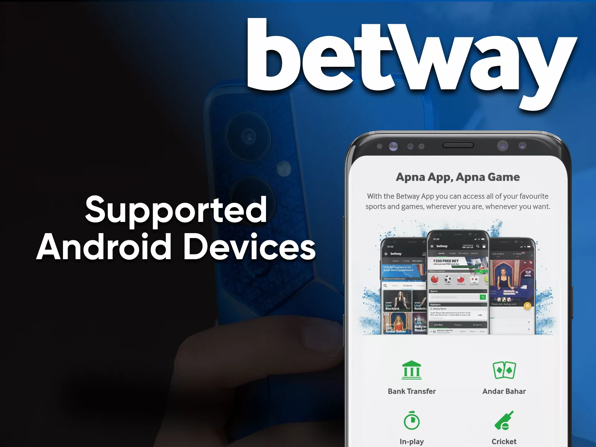 Use a smartphone for the Betway casino game.