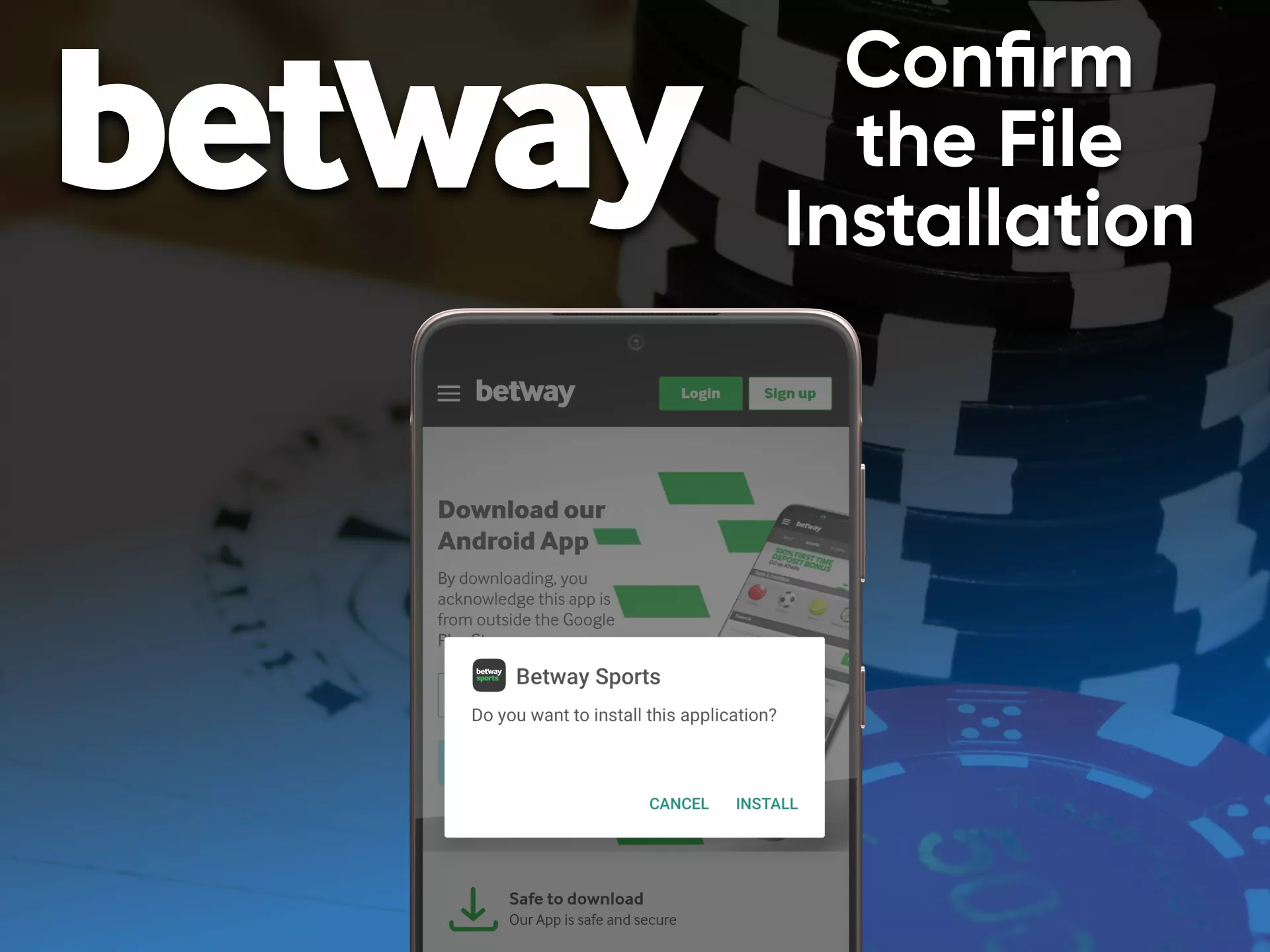 Install the app for the Betway casino games.