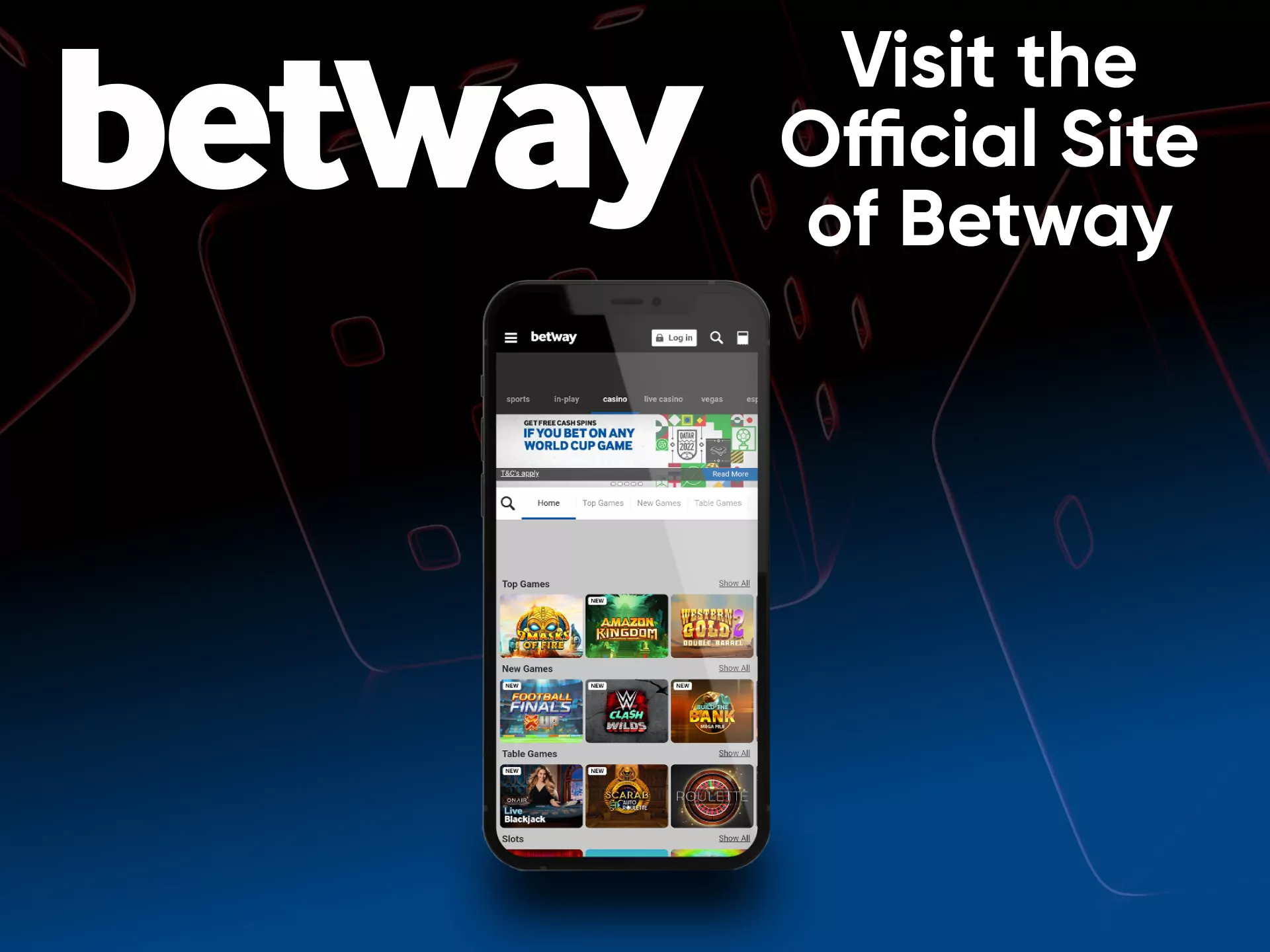 Play the Betway casino on the official site.