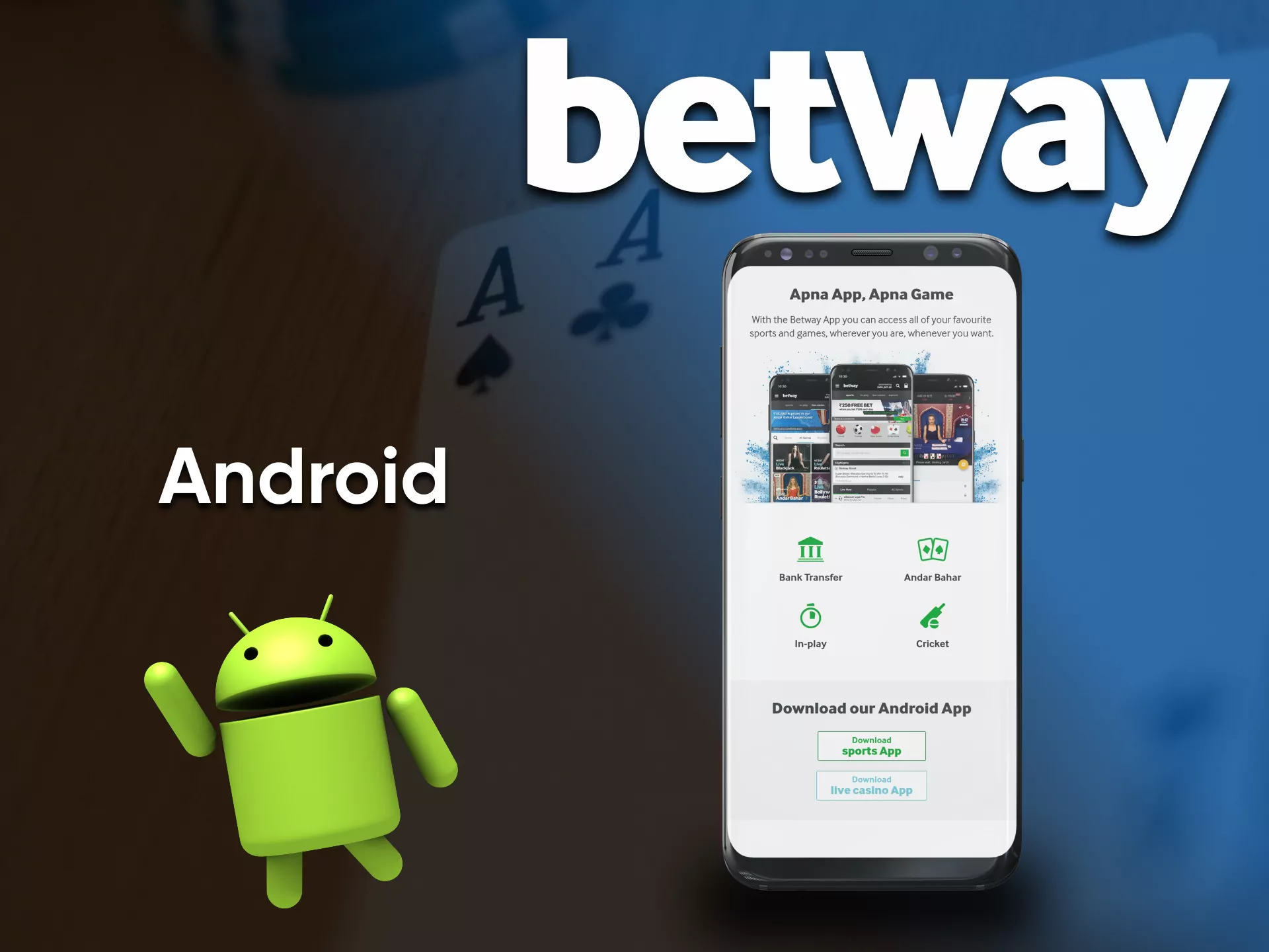 Play casino games Betway on your phone.