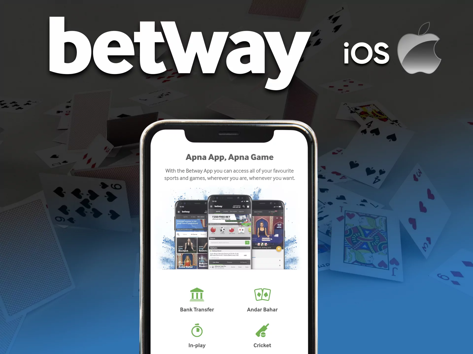 Use your device for playing casino Betway.