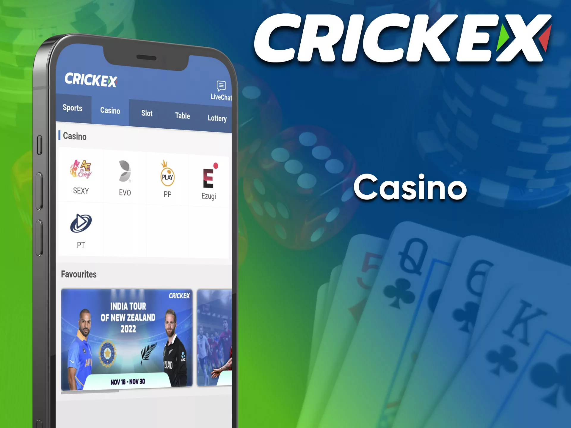 There are many different games at Crickex casino.