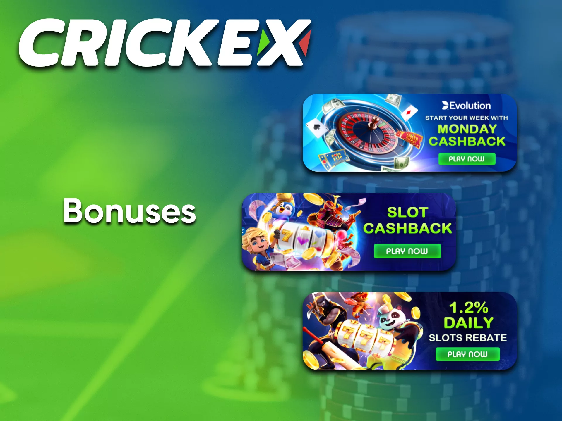 Use the Crickex casino and get bonuses.