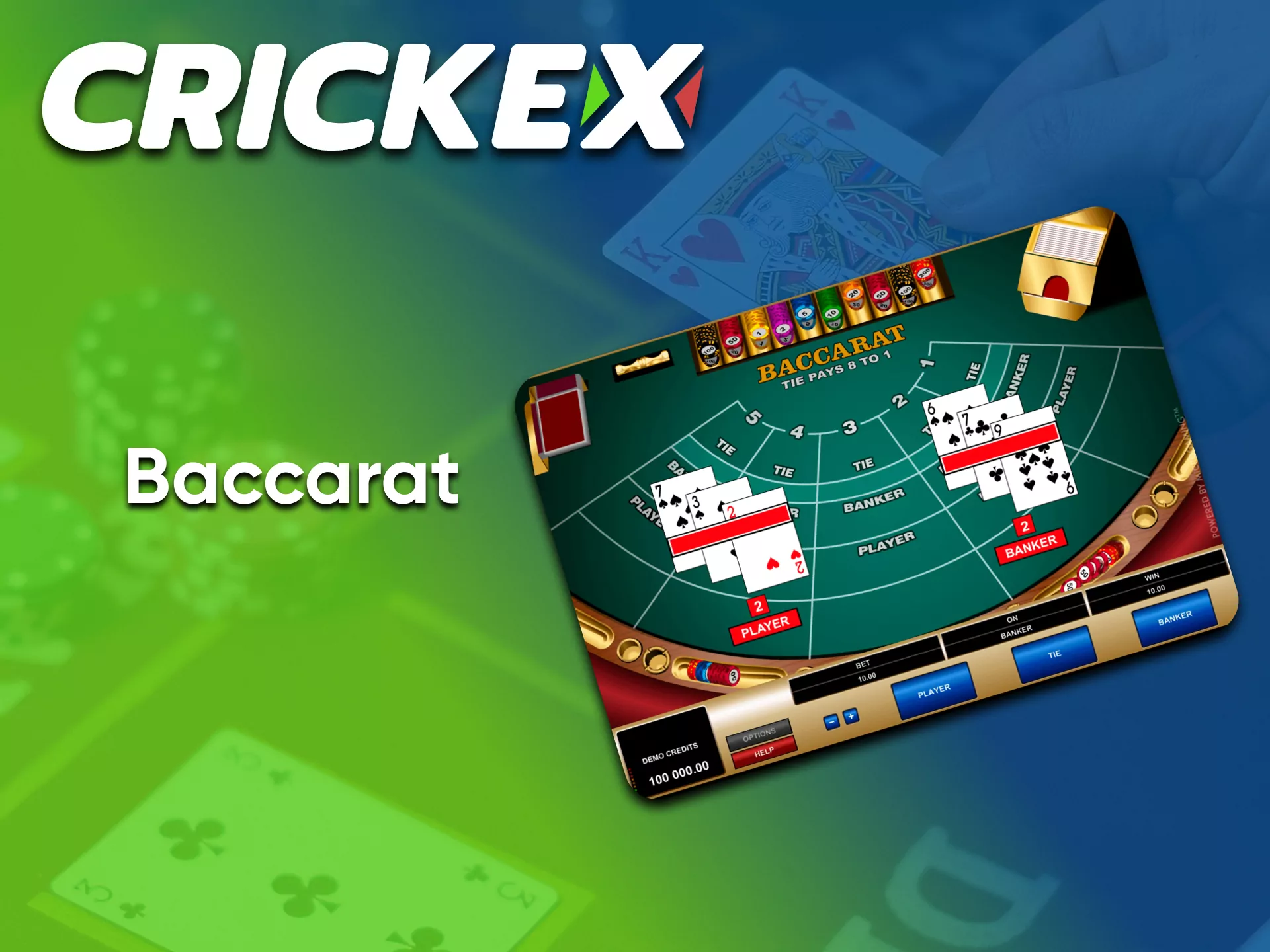 Use the Crickex casino to play Online Baccarat.