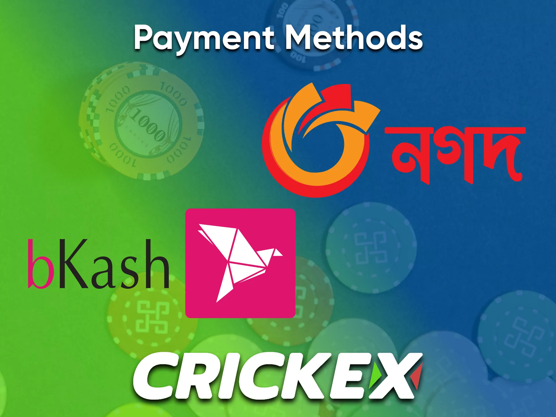 Choose a convenient payment method for playing at Crickex casino.
