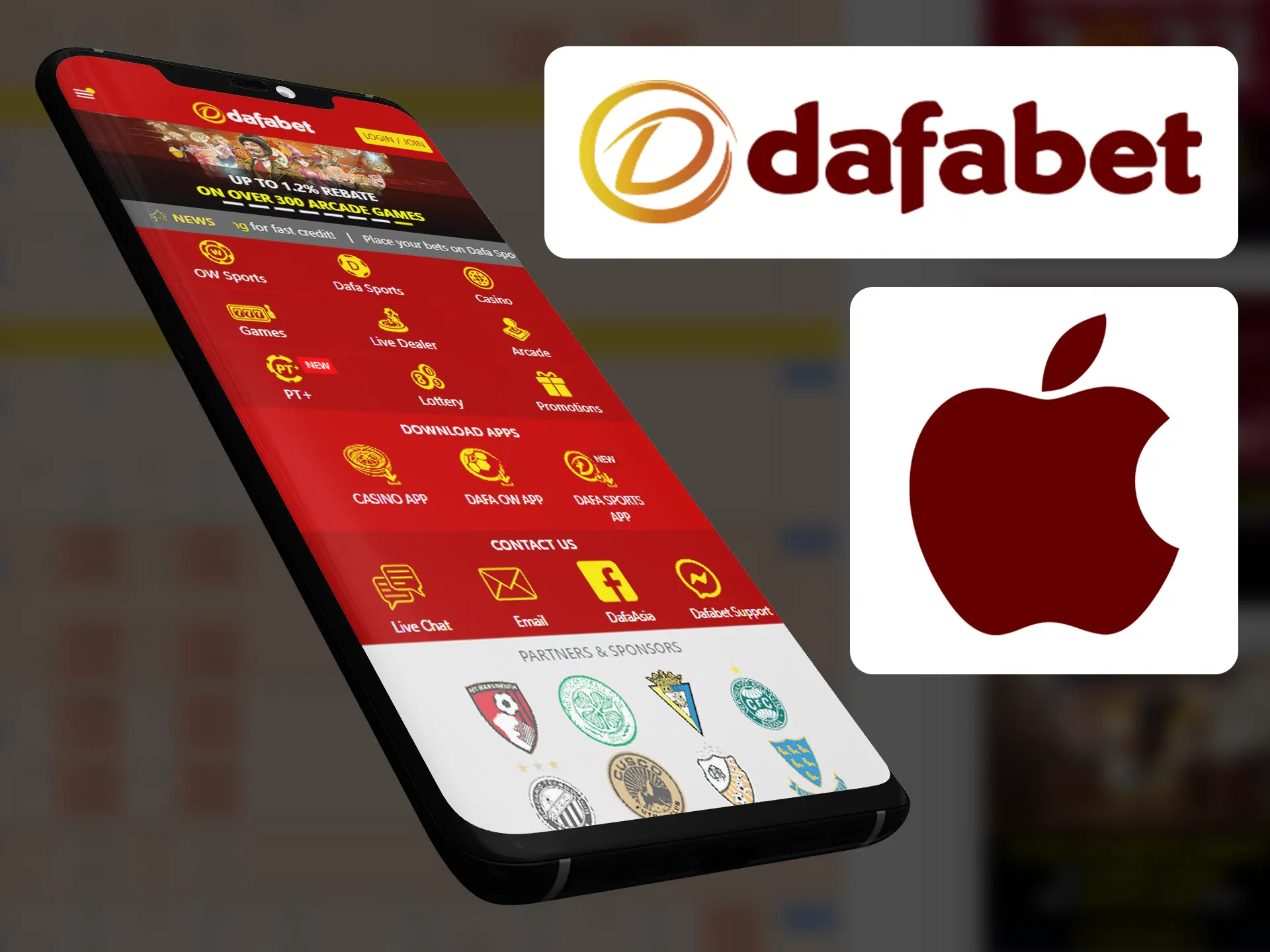 Use Dafabet services with iOS app.