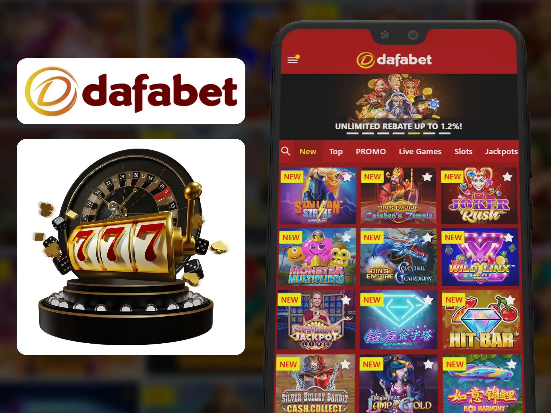 Search for your favourite casino games in Dafabet app.