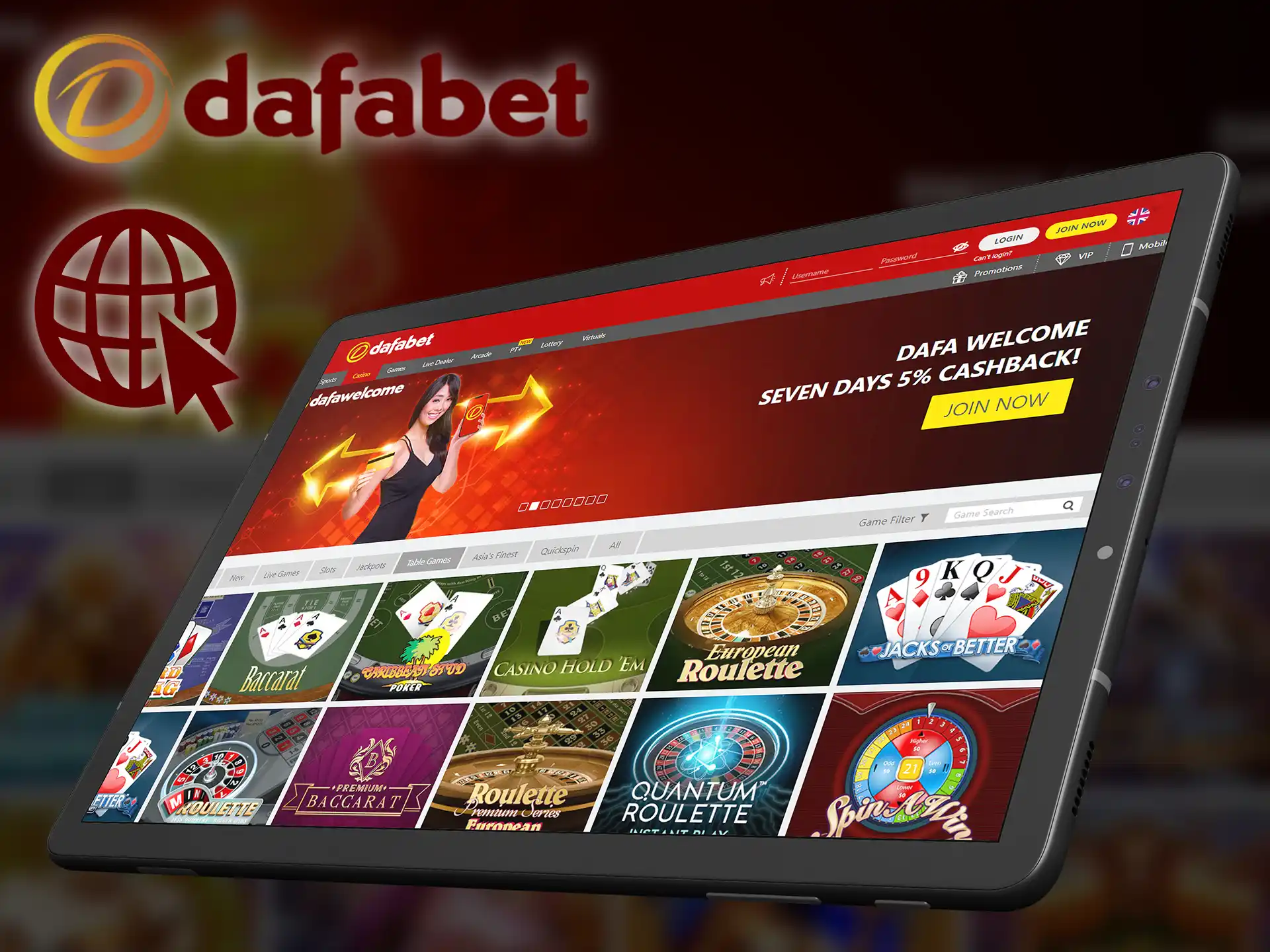 You can use all of the Dafabet website options on any device.