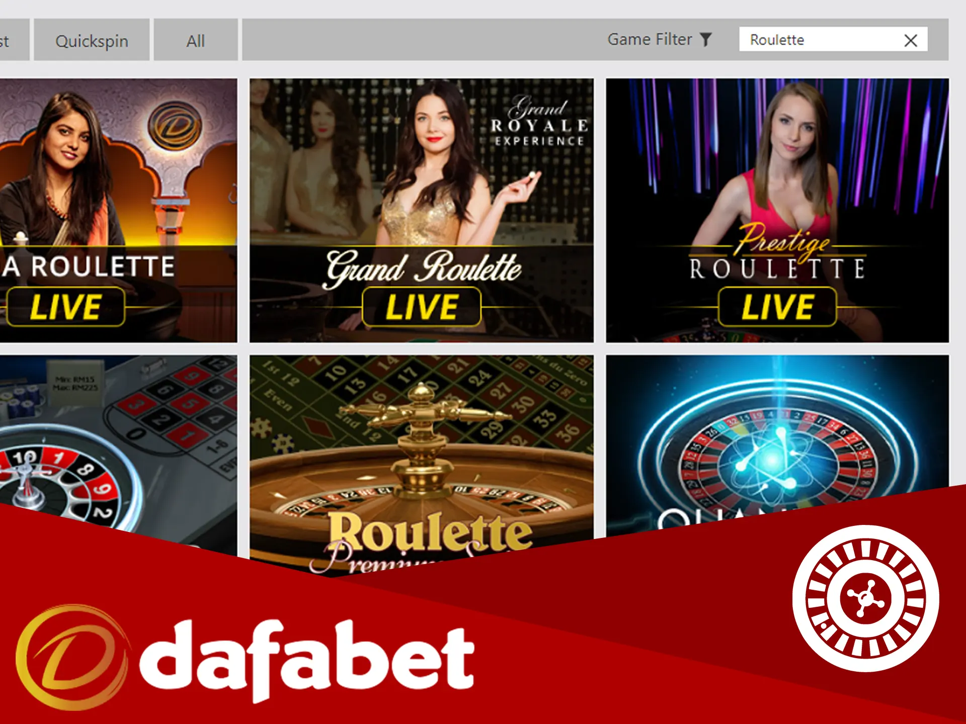 Dafabet Casino has a wide variety of roulette games.