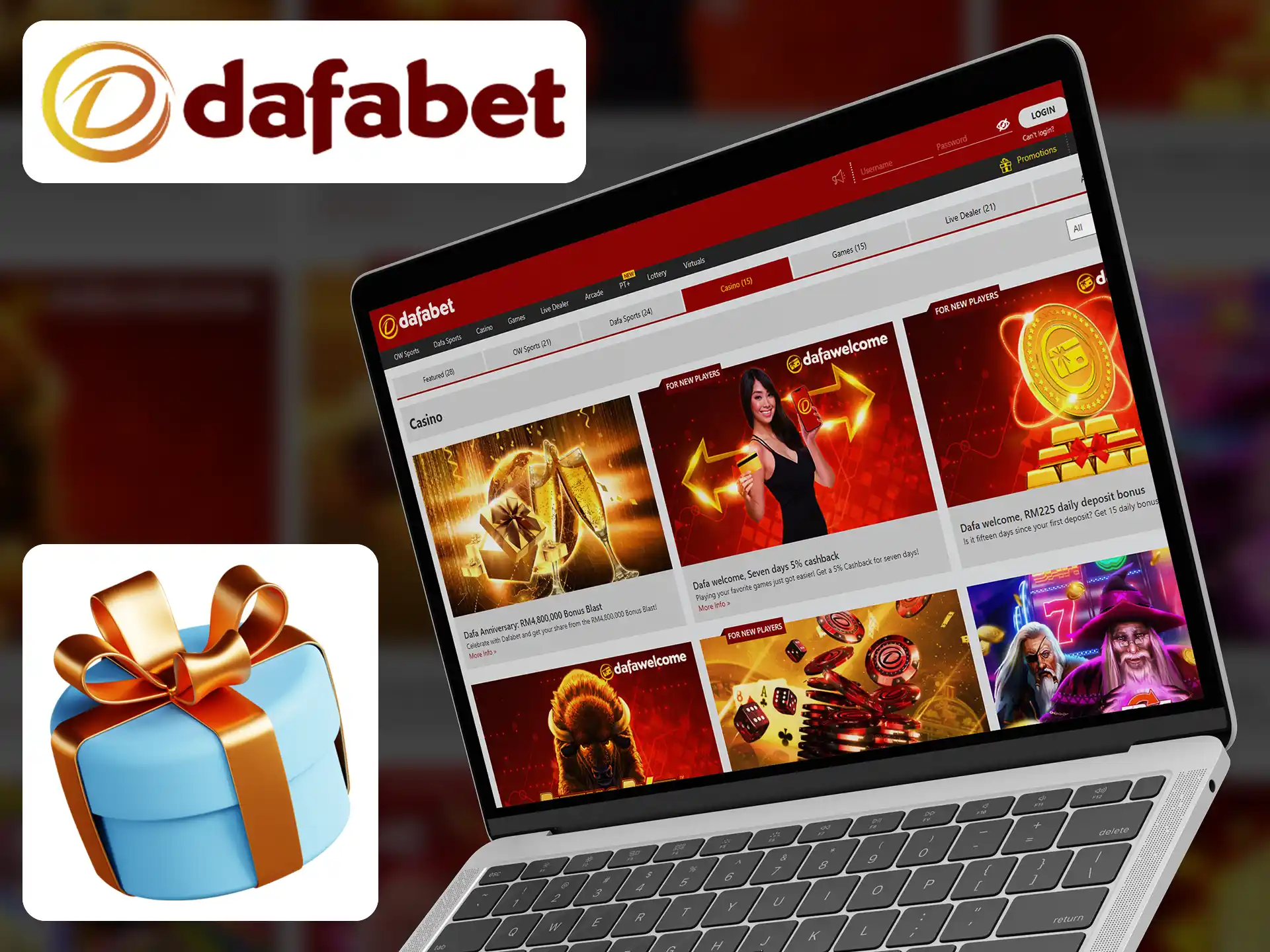 Dafabet give you a welcome bonus after first visit of main page.