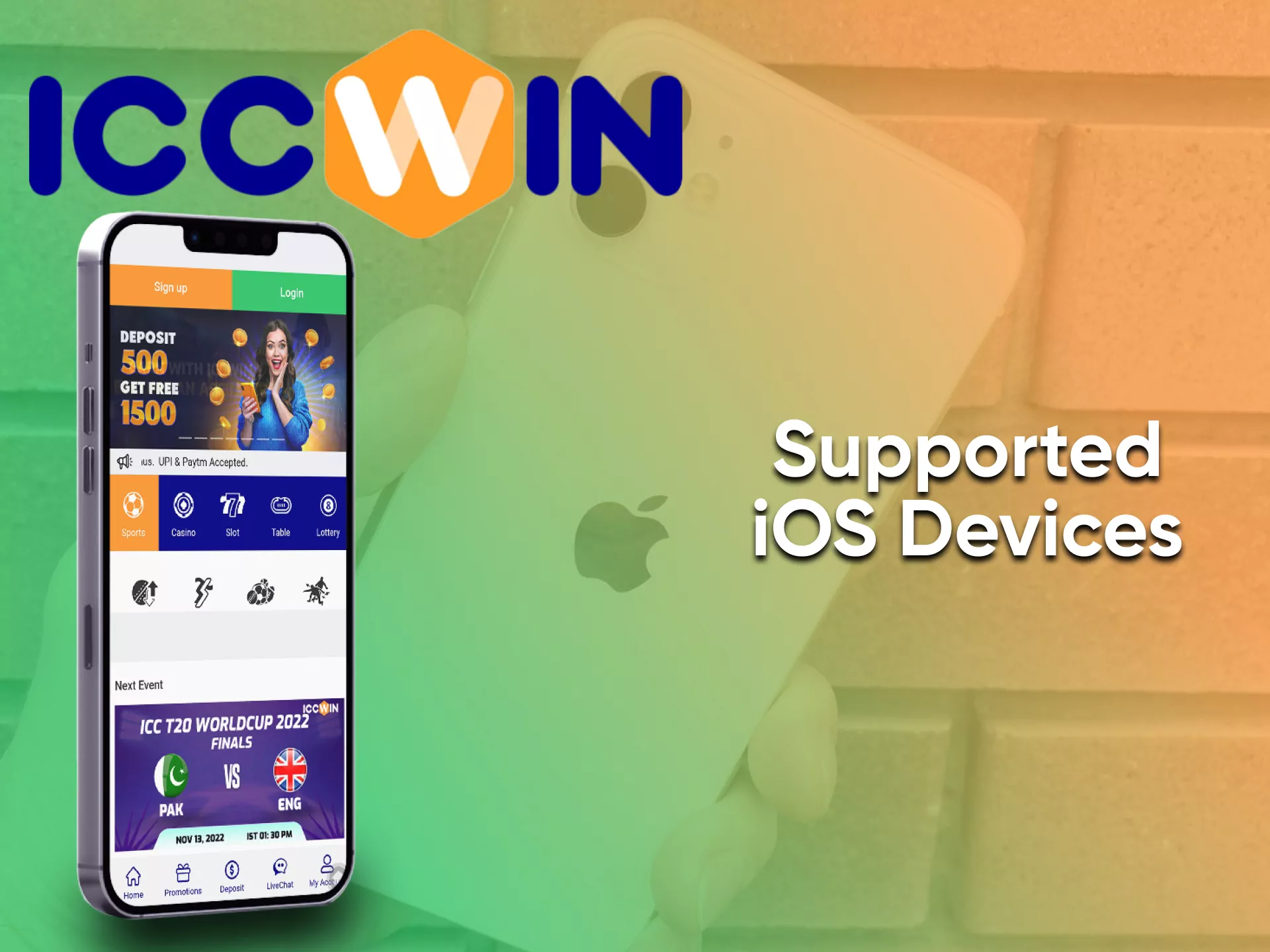 Play casino through your ICCWin device.