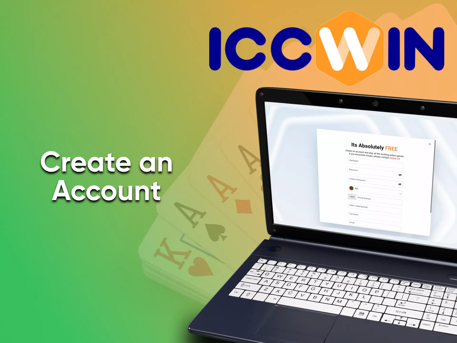 Create an account for casino games from ICCWin.