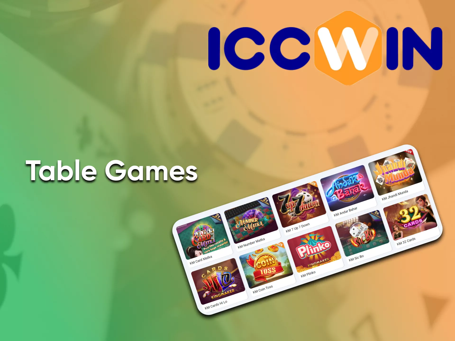 Play Table Games in the section from ICCWin.
