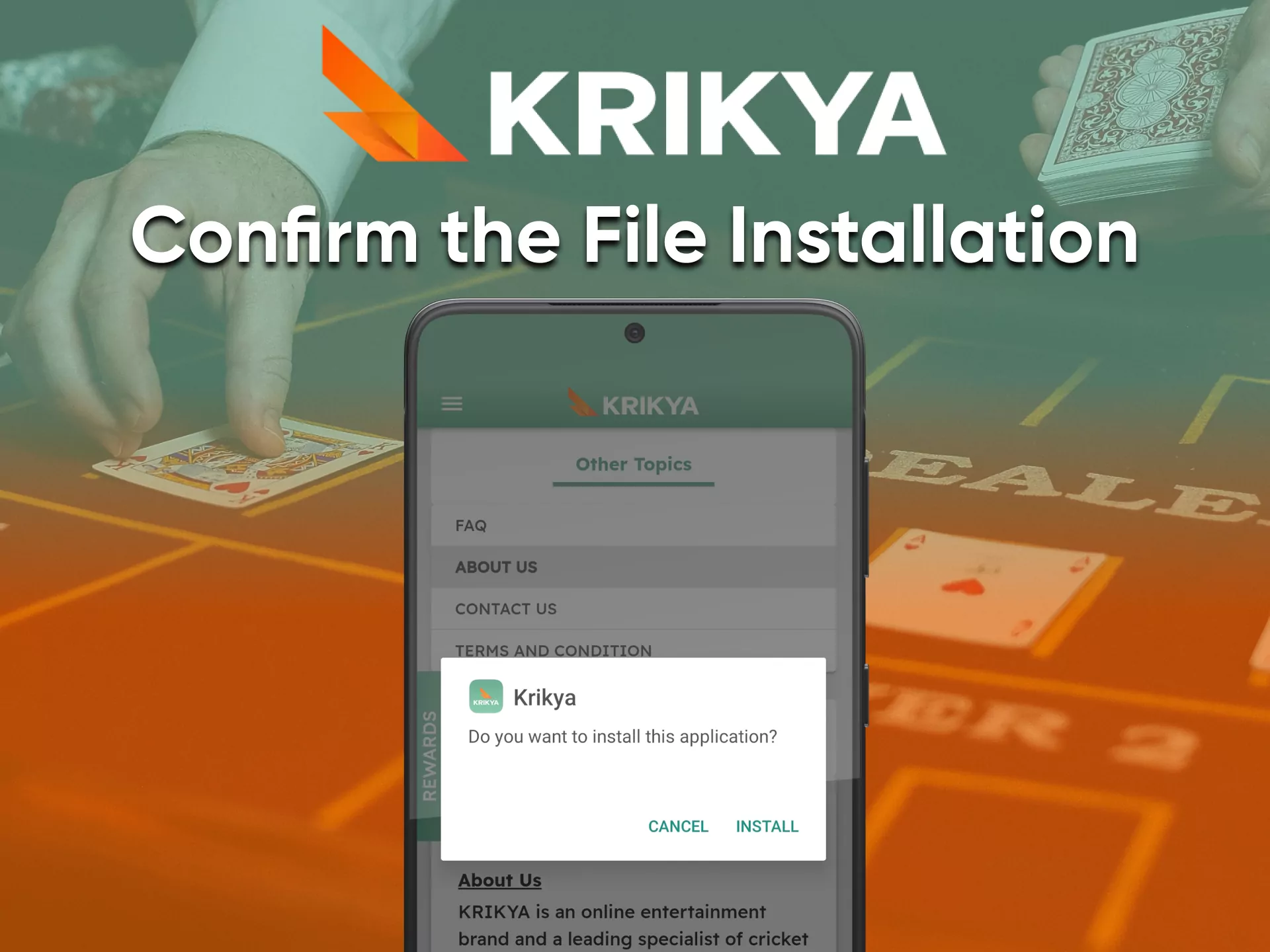 Confirm the installation of the Krikya app for future use.