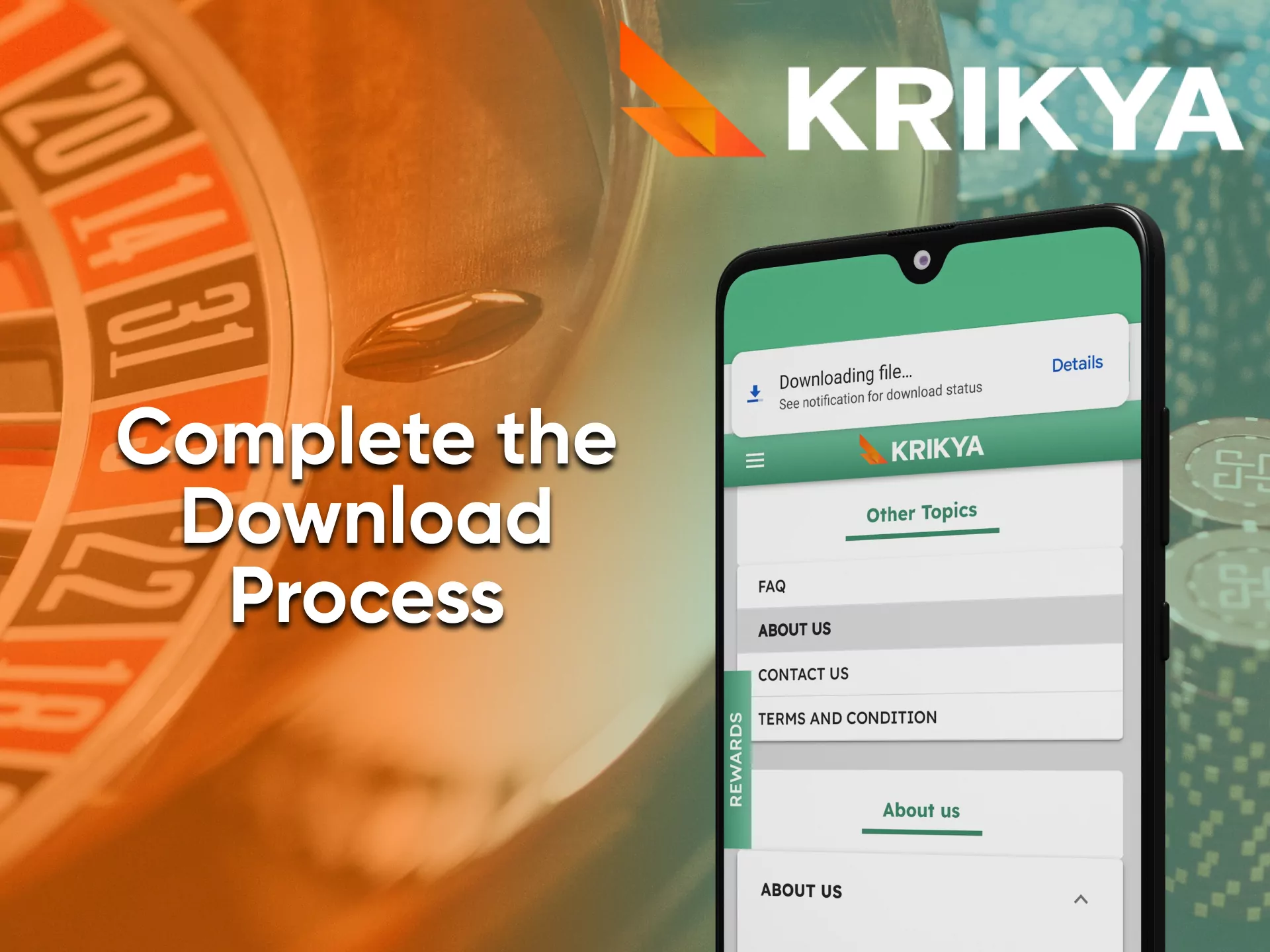Complete the process of downloading the Krikya application for further installation.