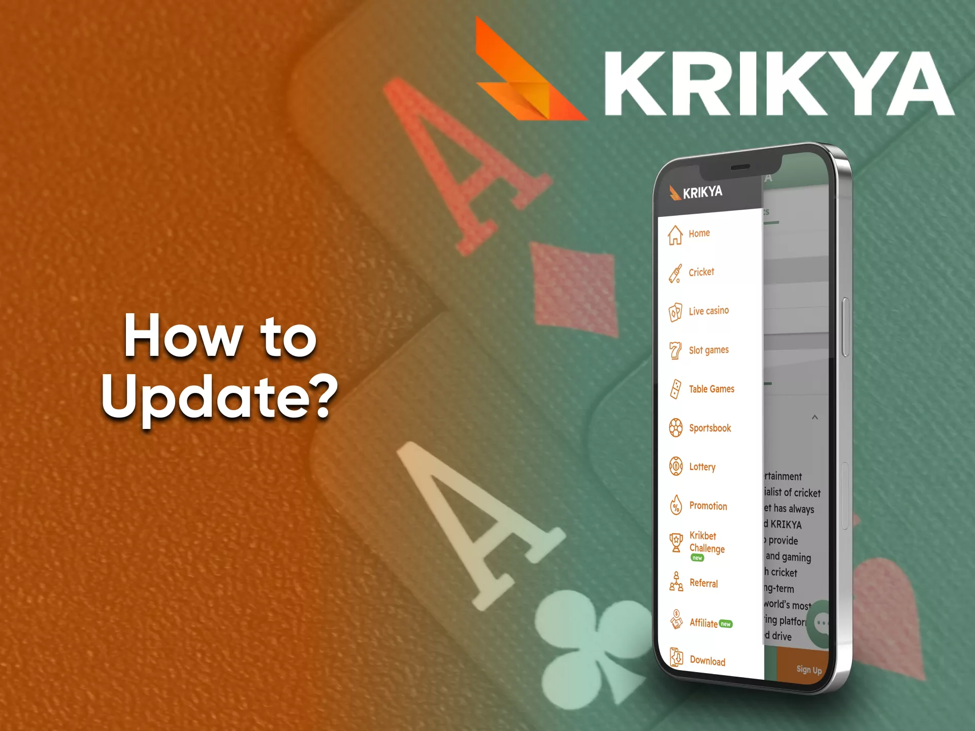 Go to the appropriate section to update the Krikya app.