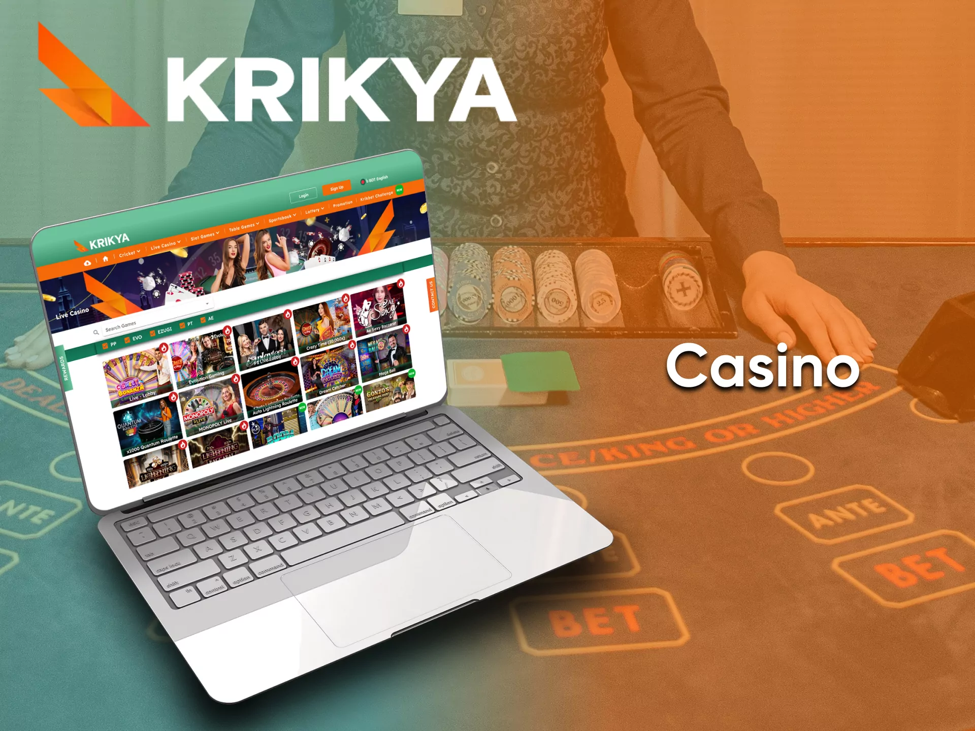 Game lovers can try their hand at Krikya Casino.