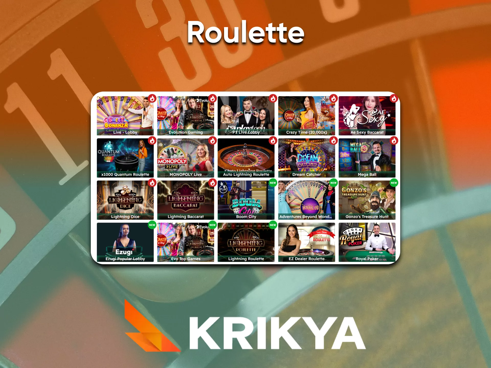 Roulette lovers can play at Krikya Casino.