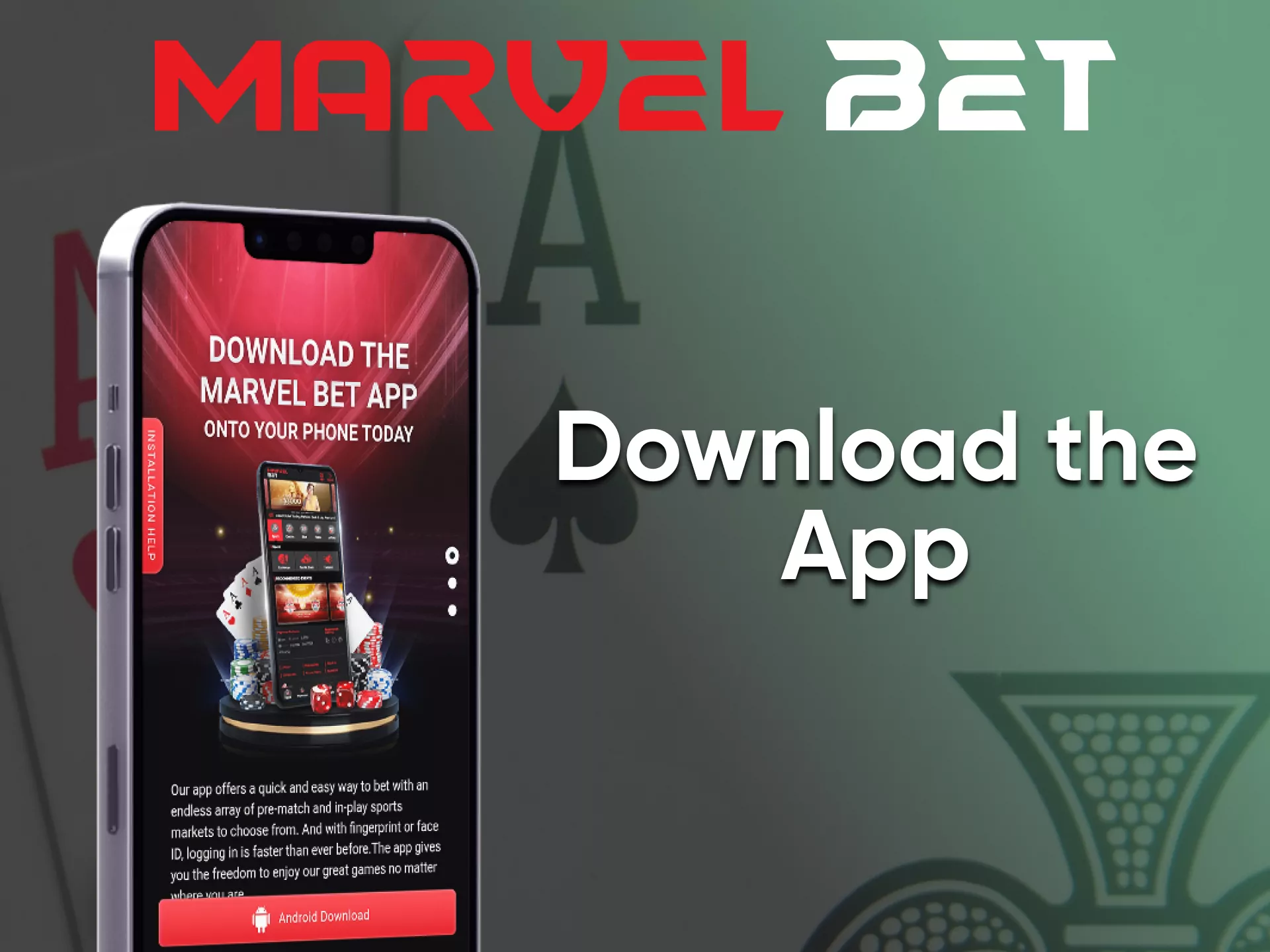 Install a casino from Marvelbet on your device.