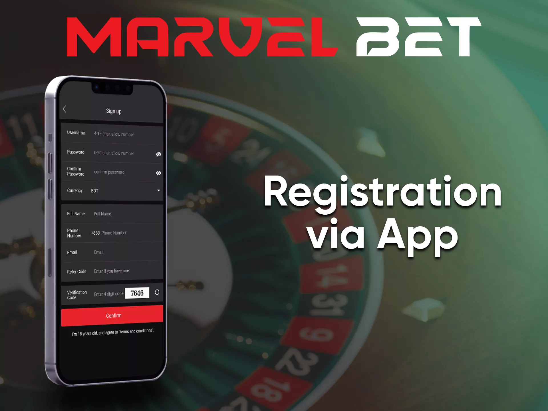 Sign up to play at Marvelbet casino.