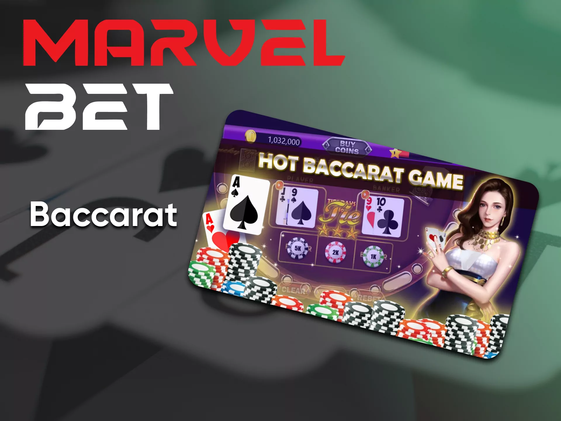 To play baccarat from Marvelbet, go to the desired section.